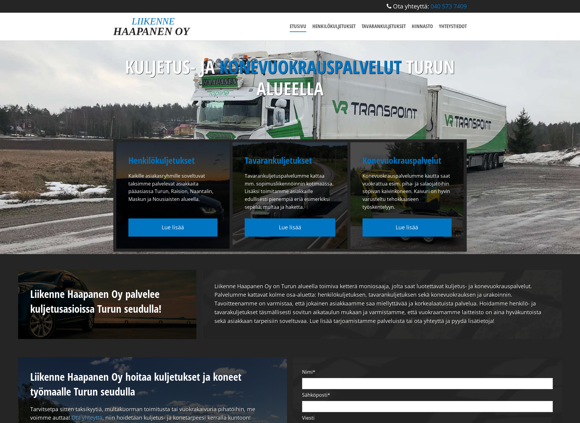 Screenshot for liikennehaapanen.fi