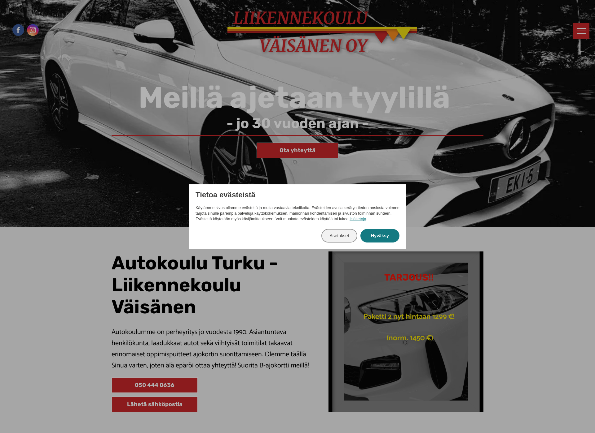 Skärmdump för liikennekouluvaisanen.fi