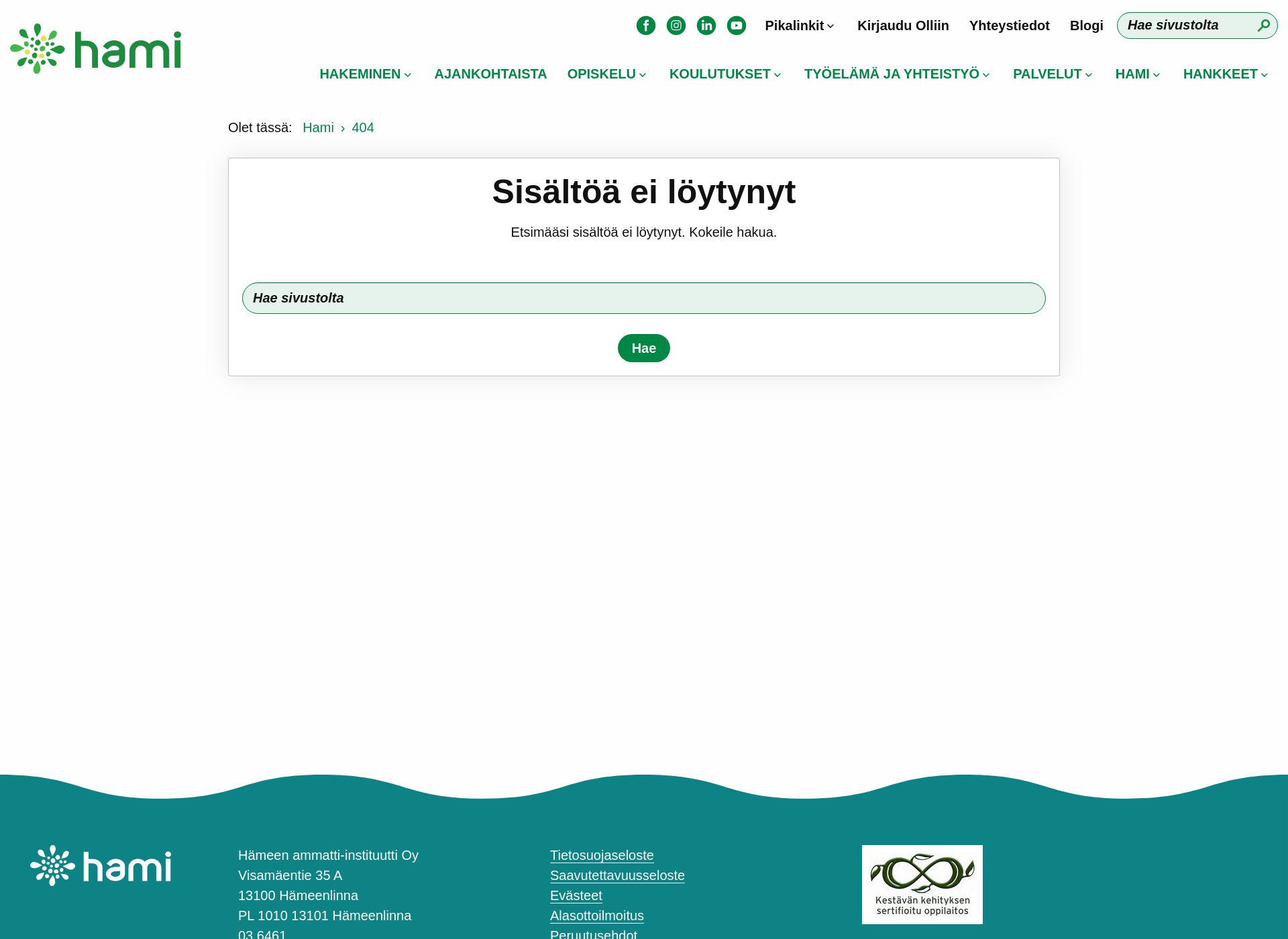 Skärmdump för liikenneopetuskeskus.fi