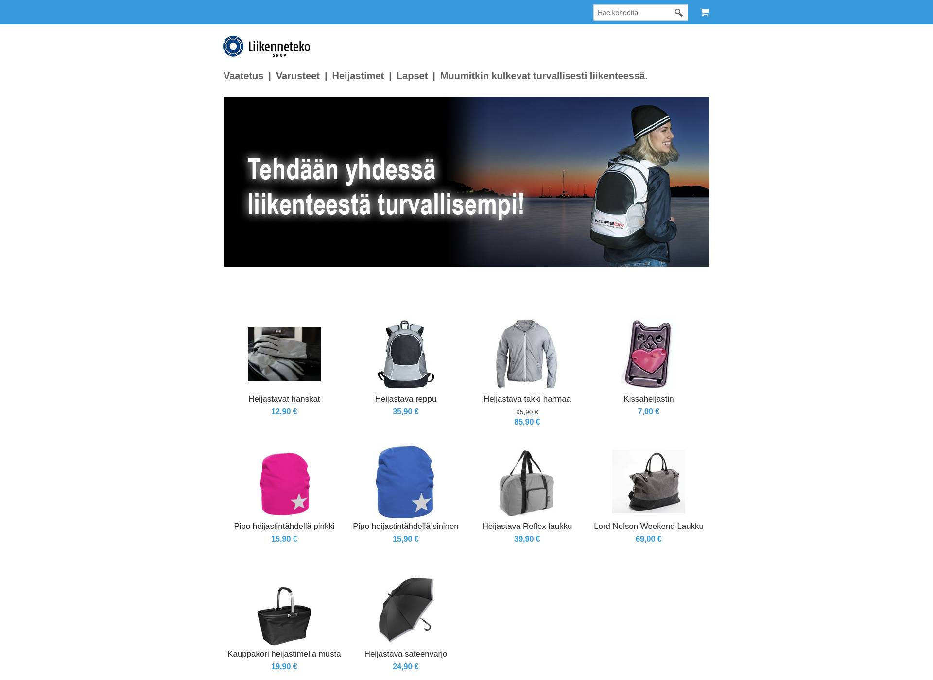 Skärmdump för liikennetekoshop.fi