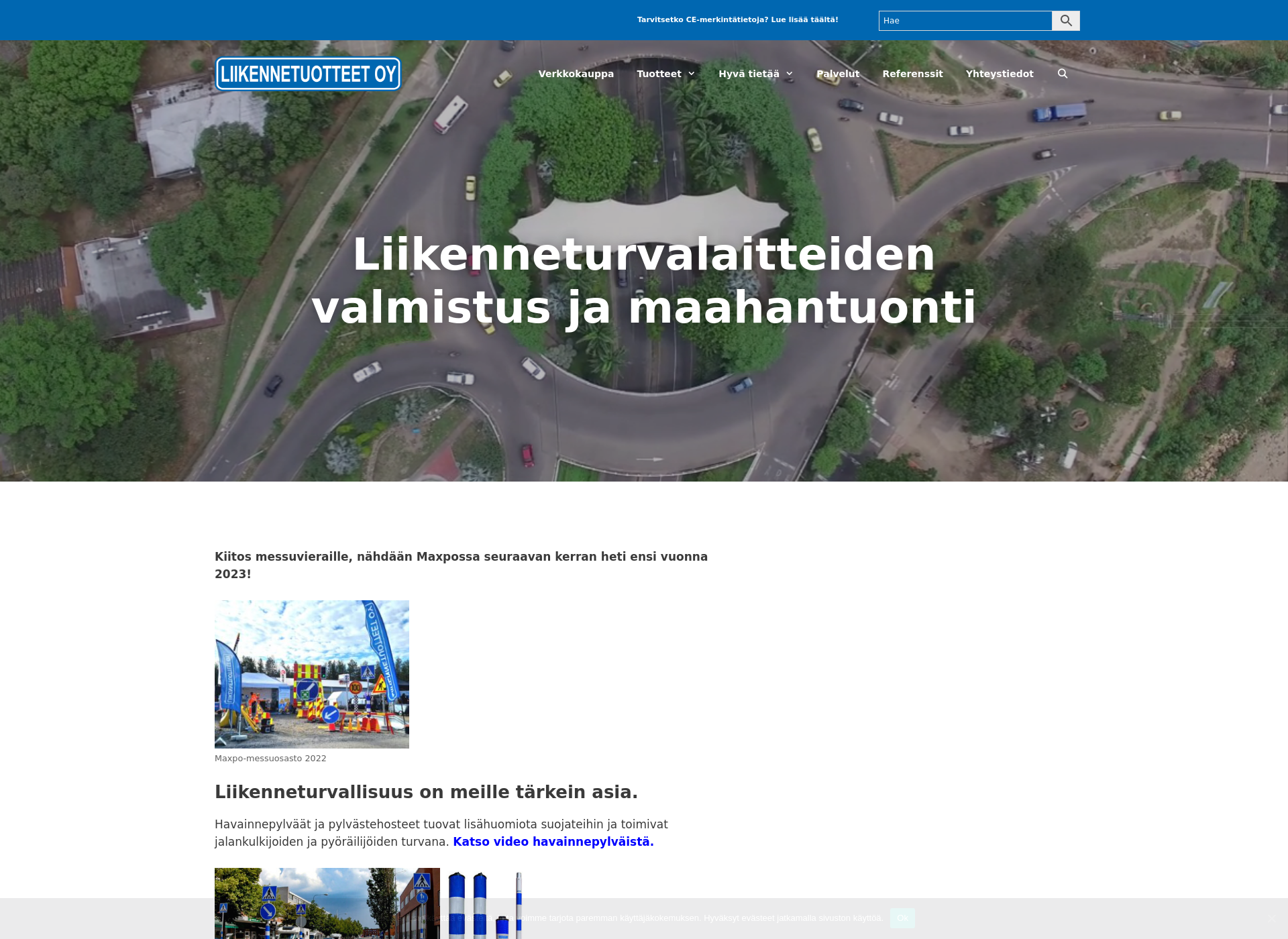 Skärmdump för liikennetuotteet.fi