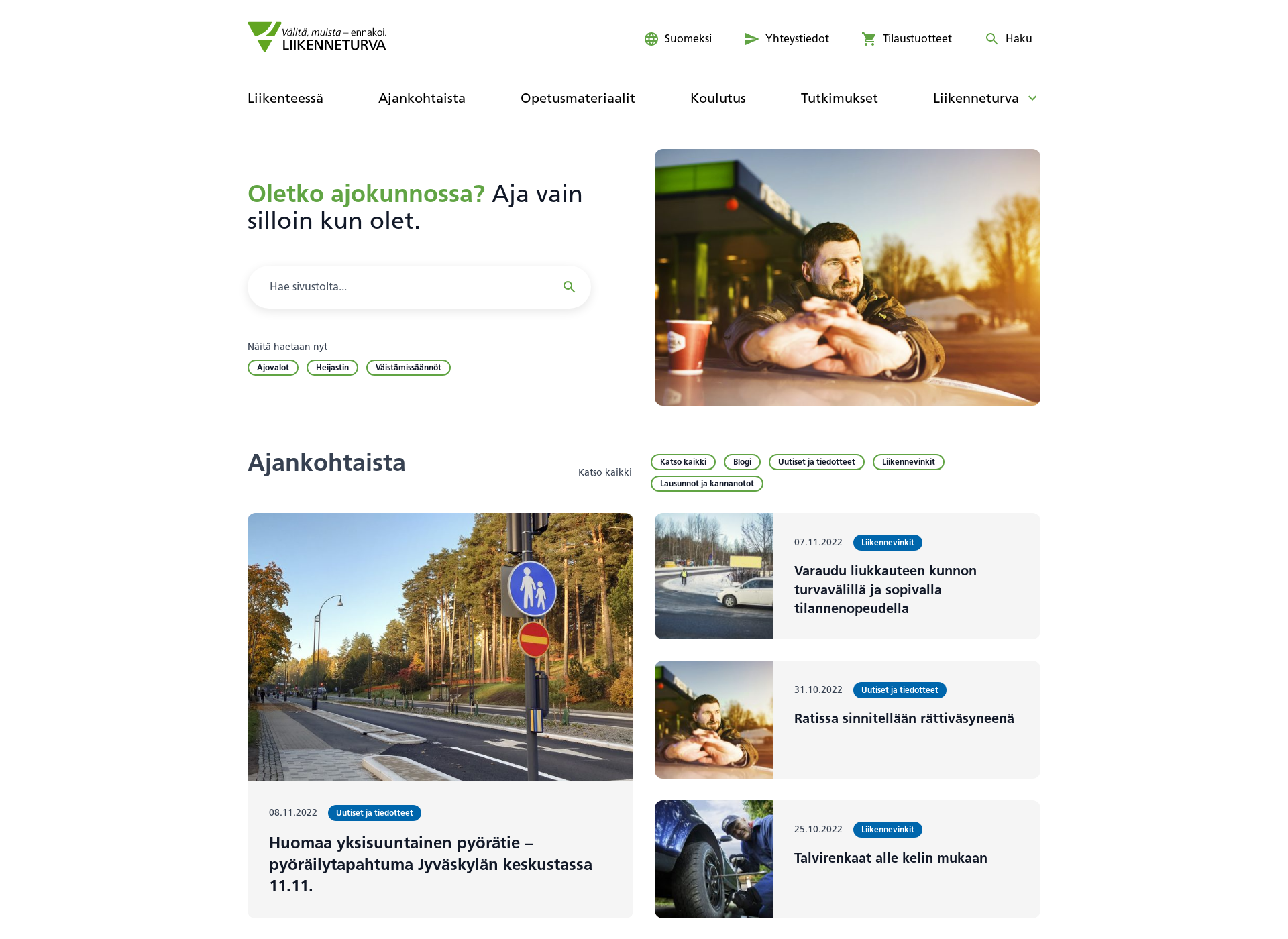 Skärmdump för liikenneturva.fi