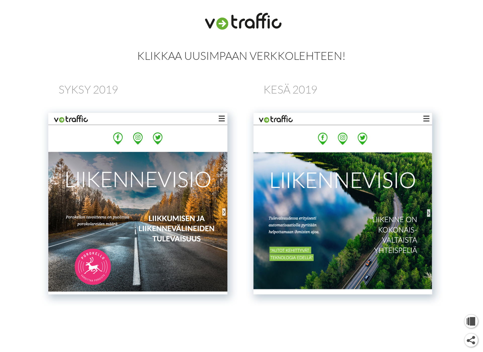 Skärmdump för liikennevisio.fi