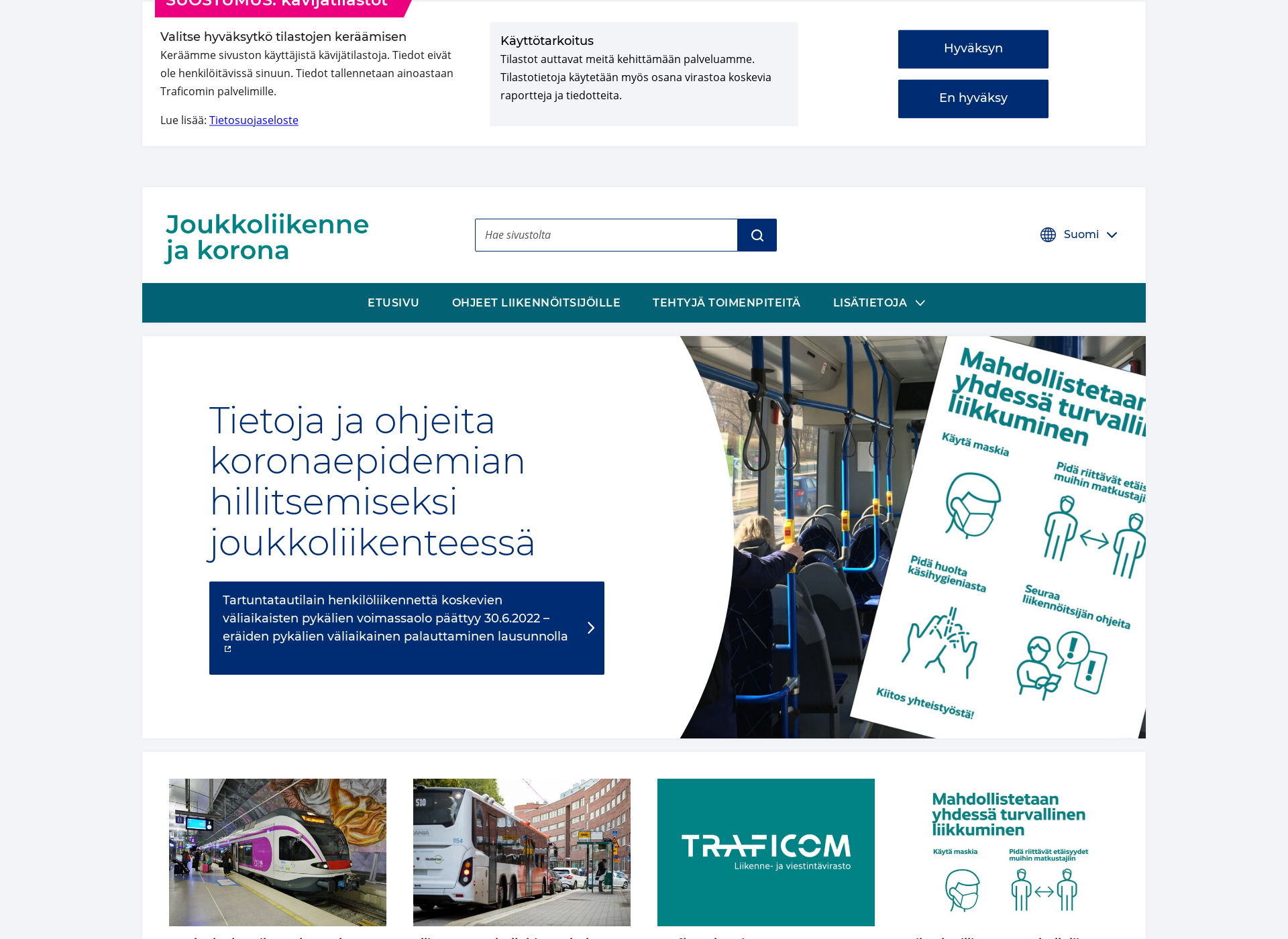 Screenshot for liikenteenterveysturvallisuus.fi