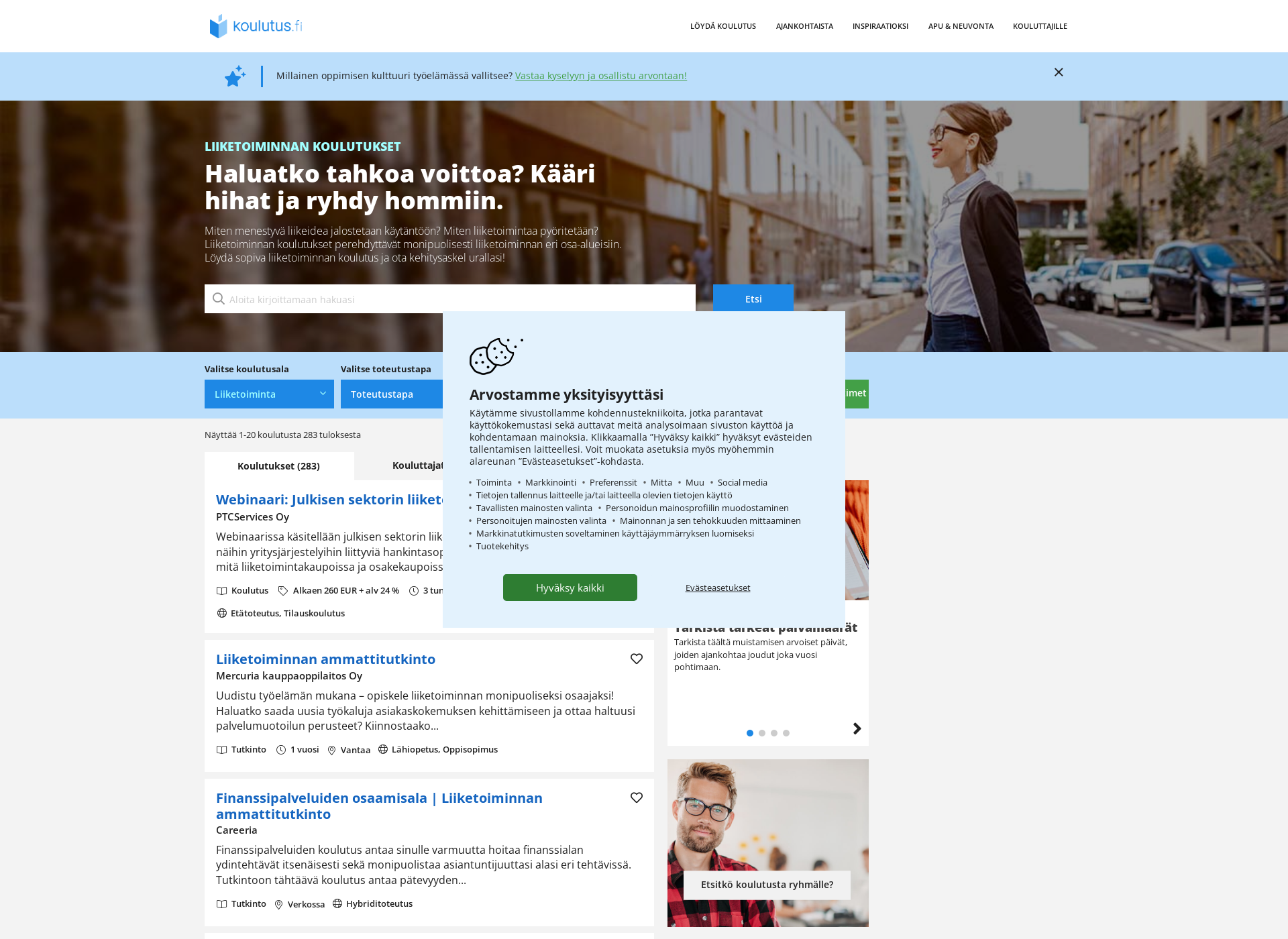 Screenshot for liiketoimintavalmennus.fi