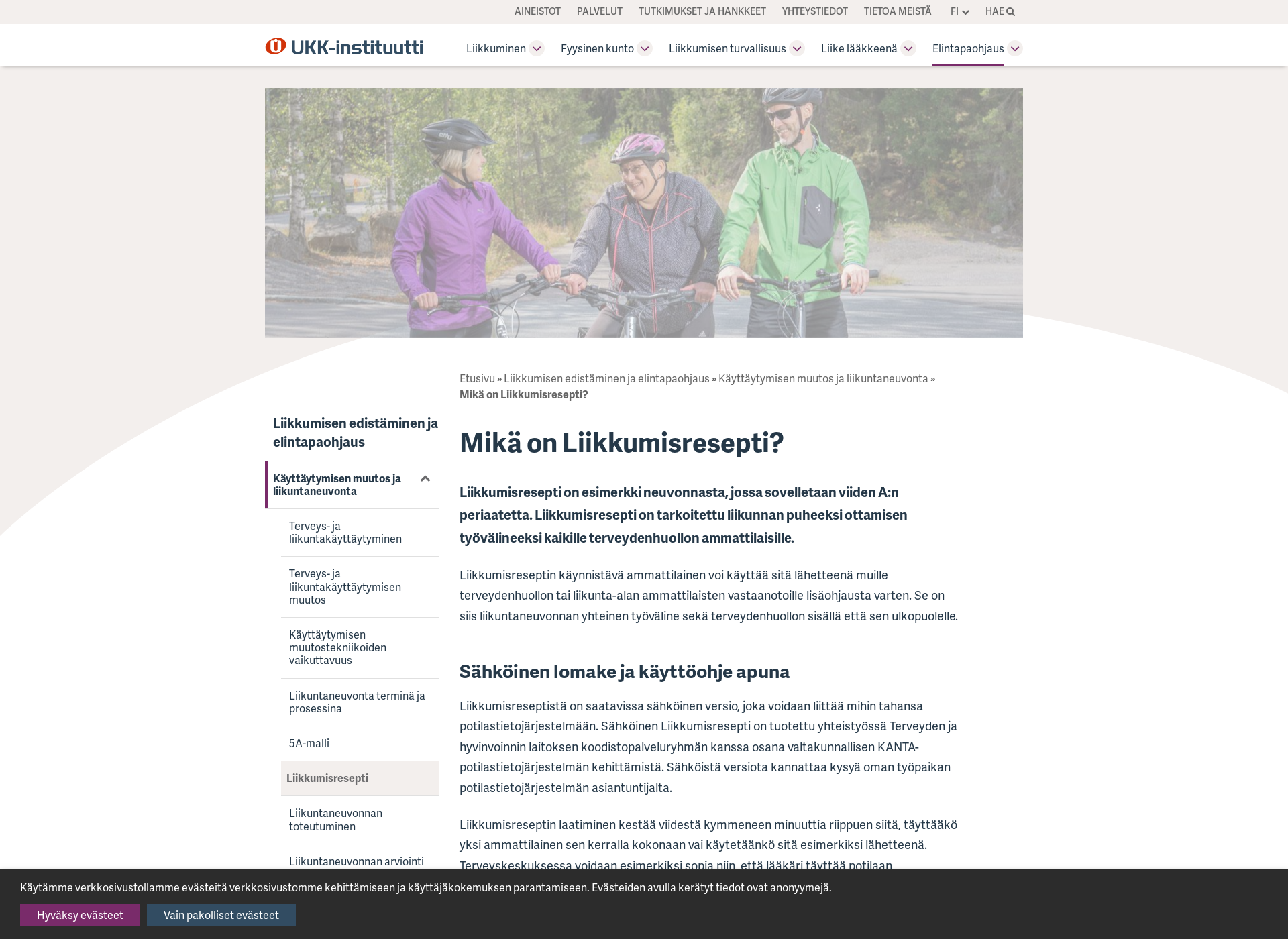 Screenshot for liikkumisresepti.fi