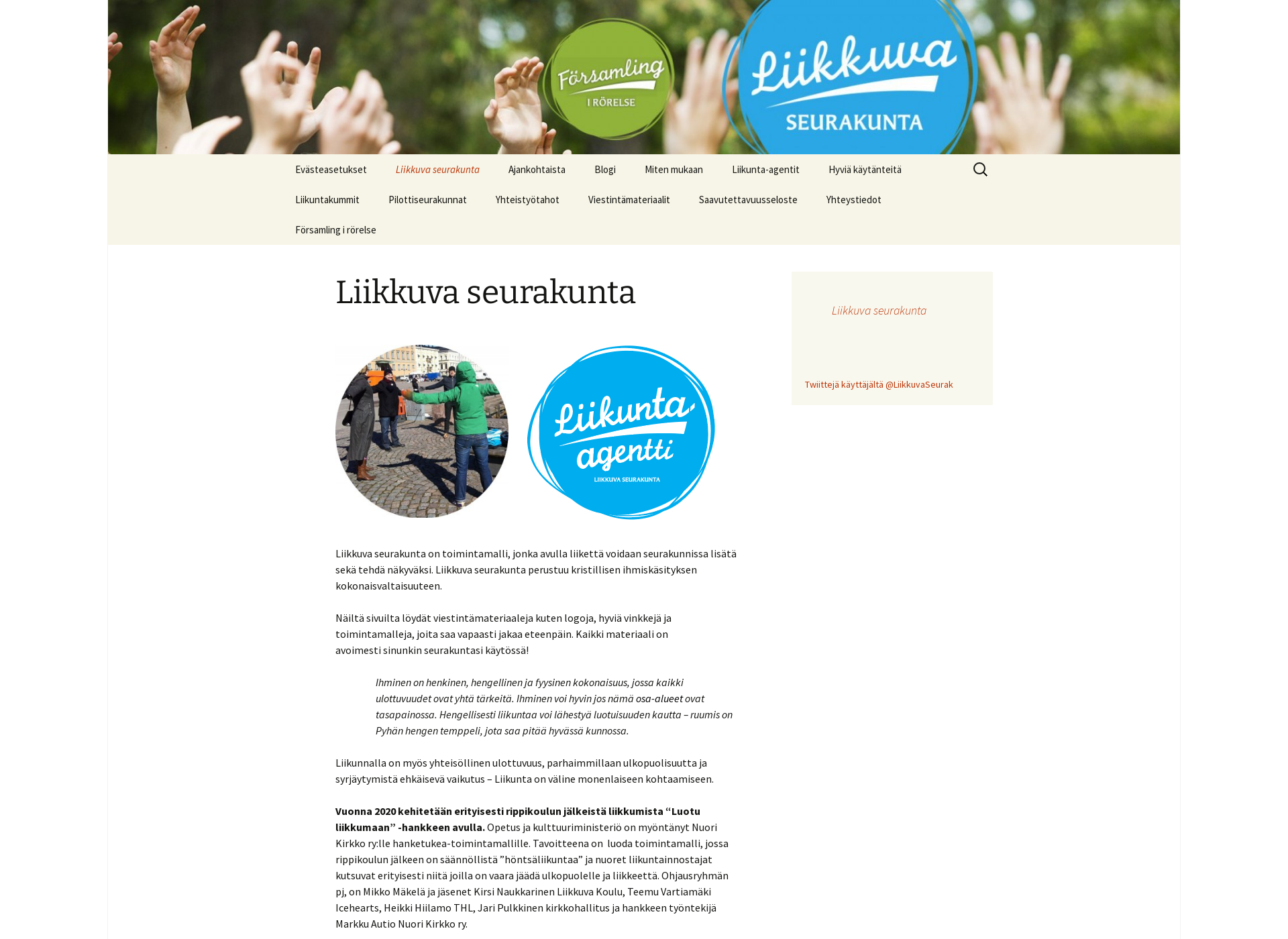 Skärmdump för liikkuvaseurakunta.fi