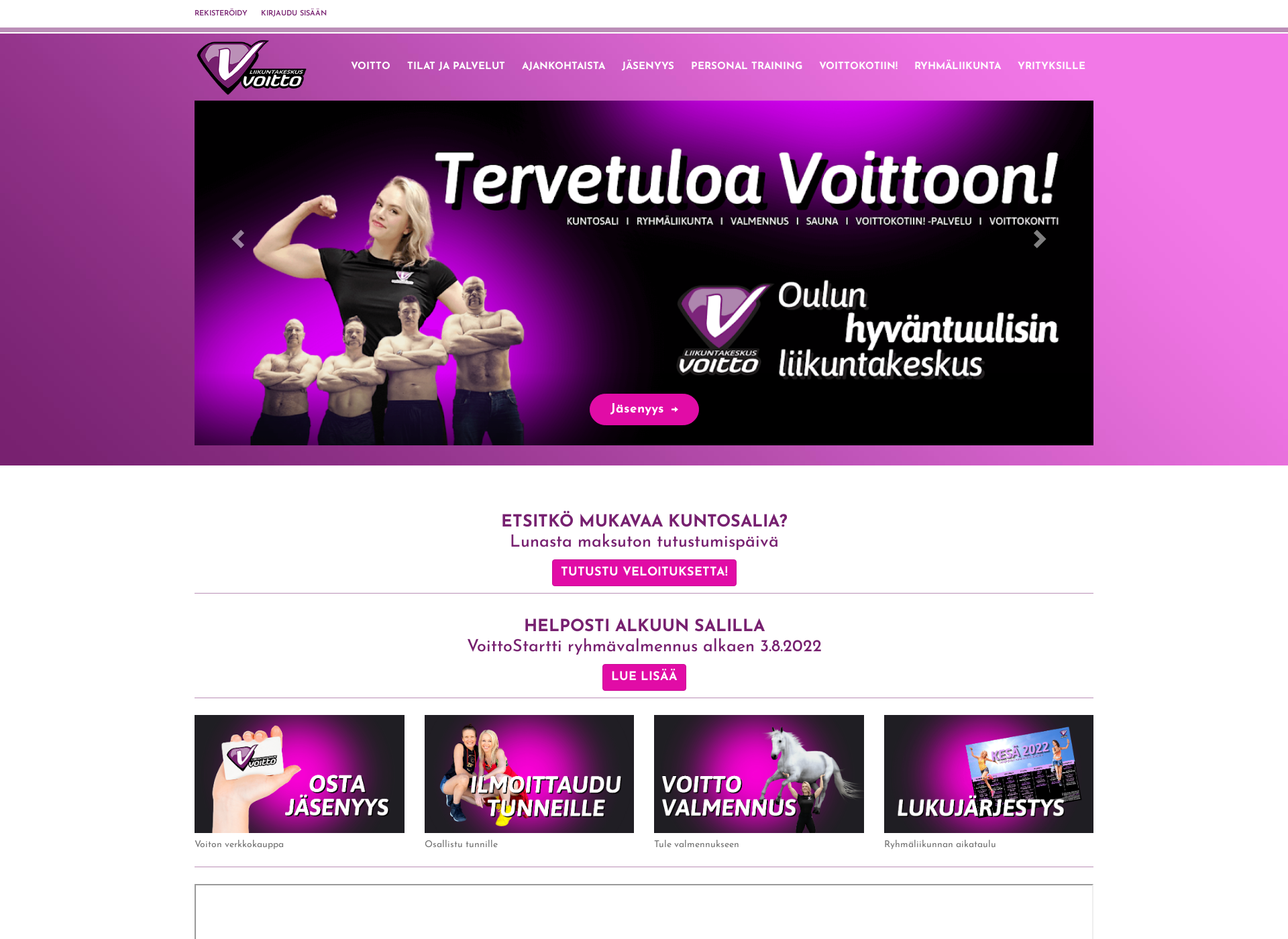 Skärmdump för liikuntakeskusvoitto.fi