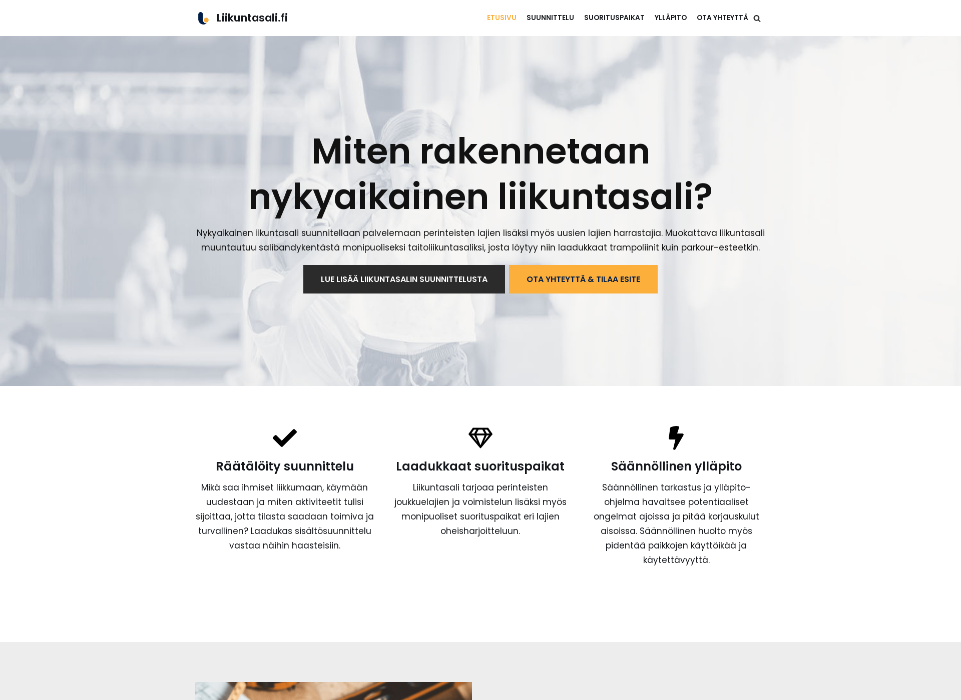 Skärmdump för liikuntasali.fi