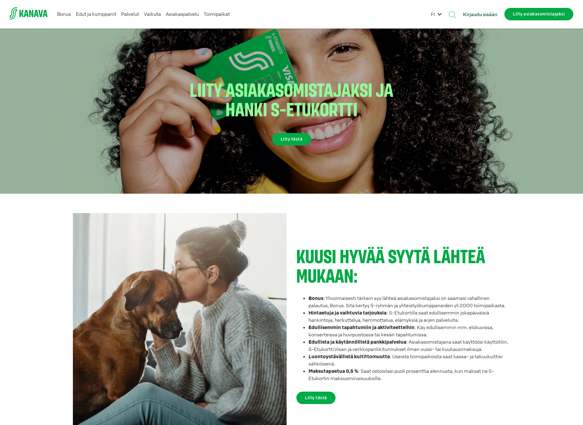 Skärmdump för liityasiakasomistajaksi.fi