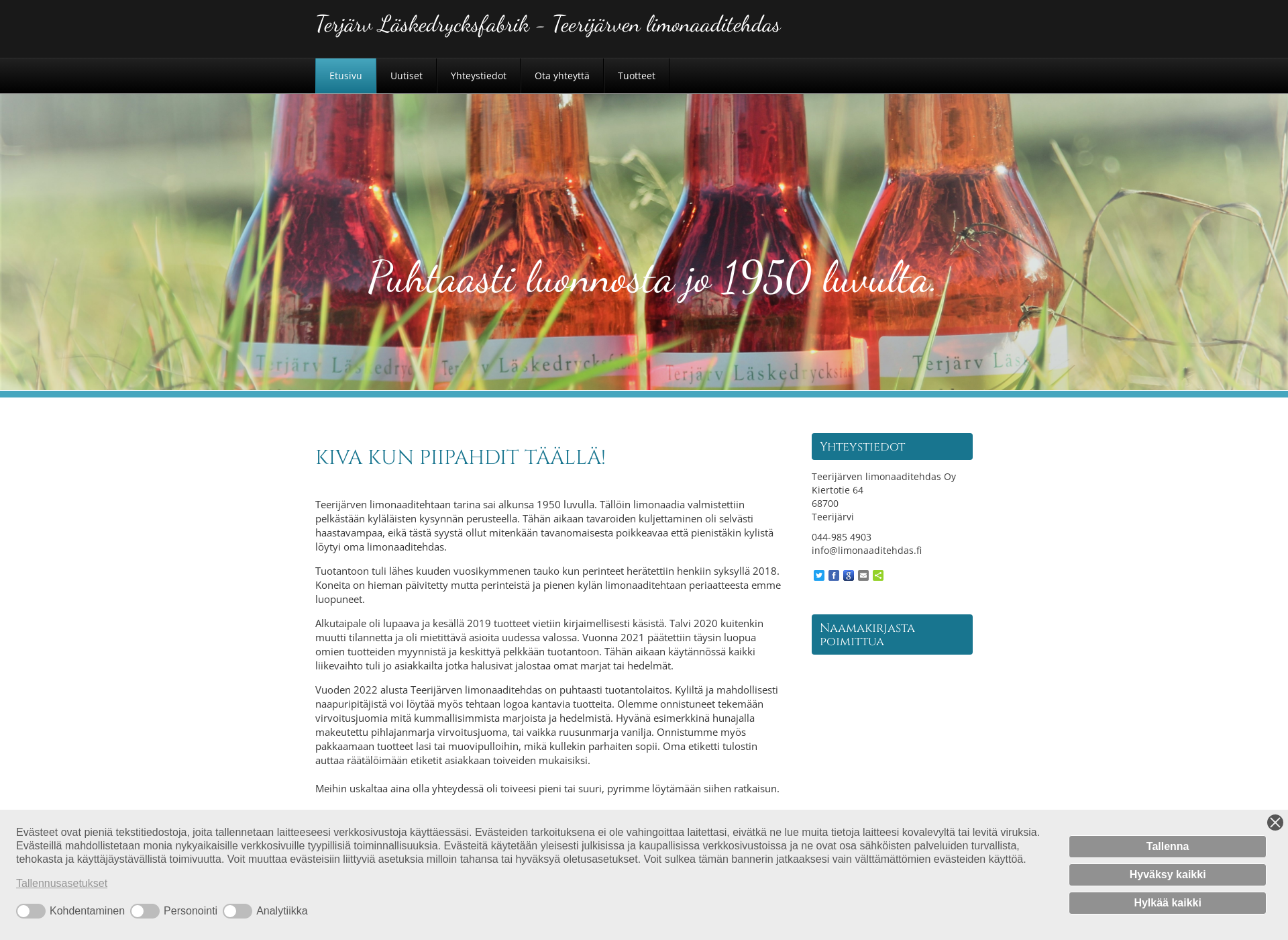 Skärmdump för limonaaditehdas.fi