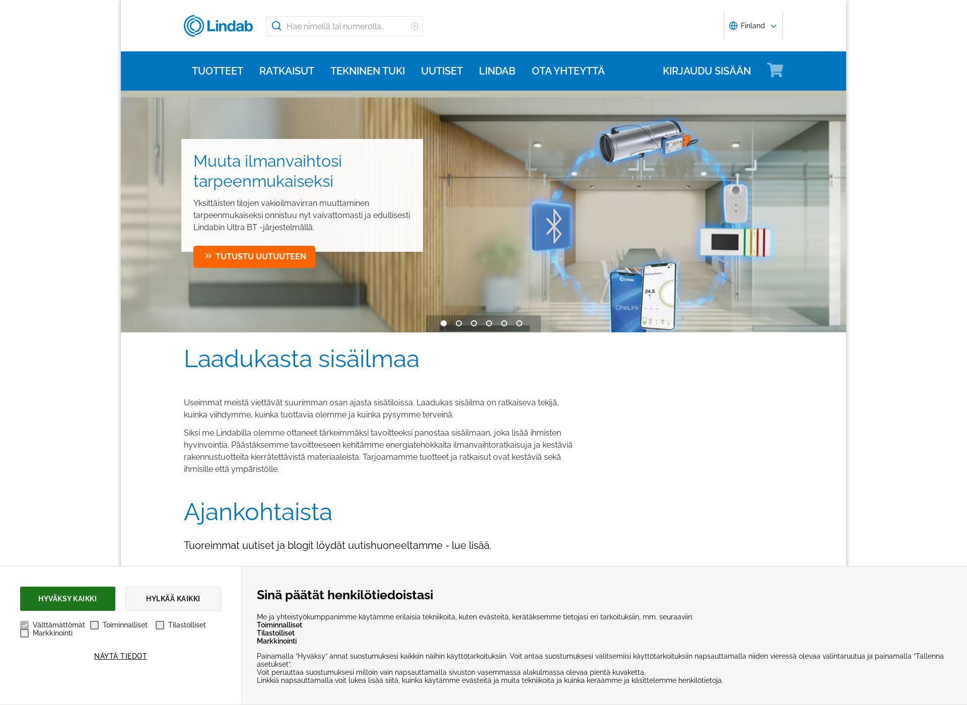 Screenshot for lindab.fi