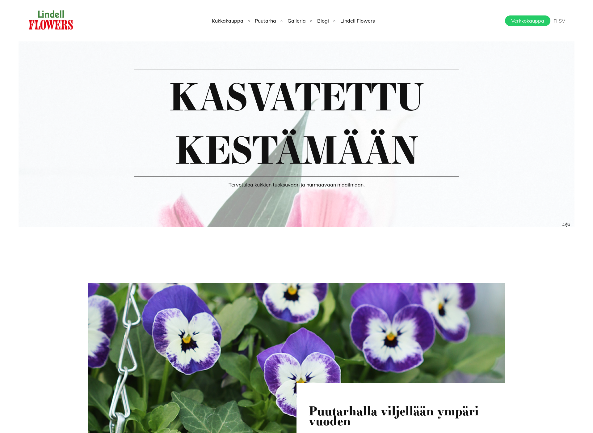 Skärmdump för lindellflowers.fi