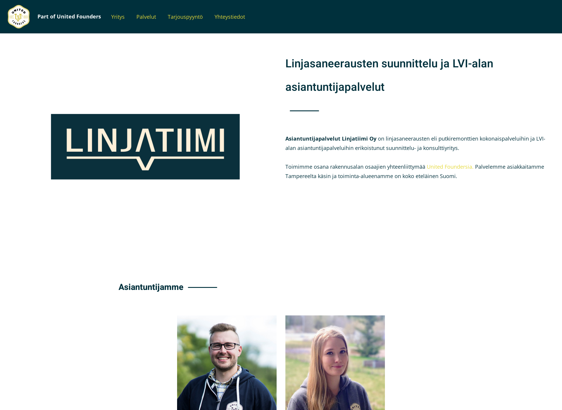 Skärmdump för linjatiimi.fi