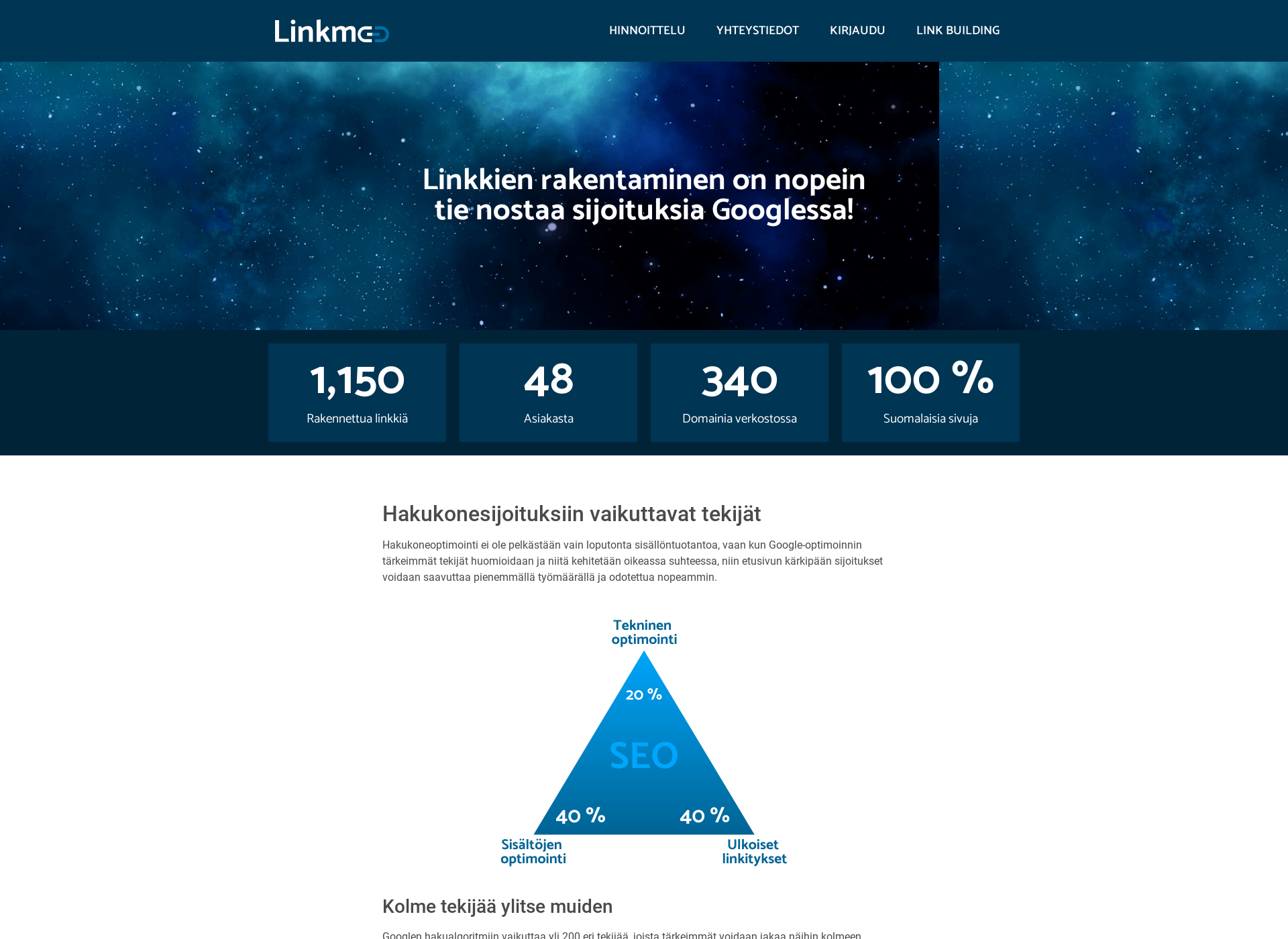 Skärmdump för linkme.fi