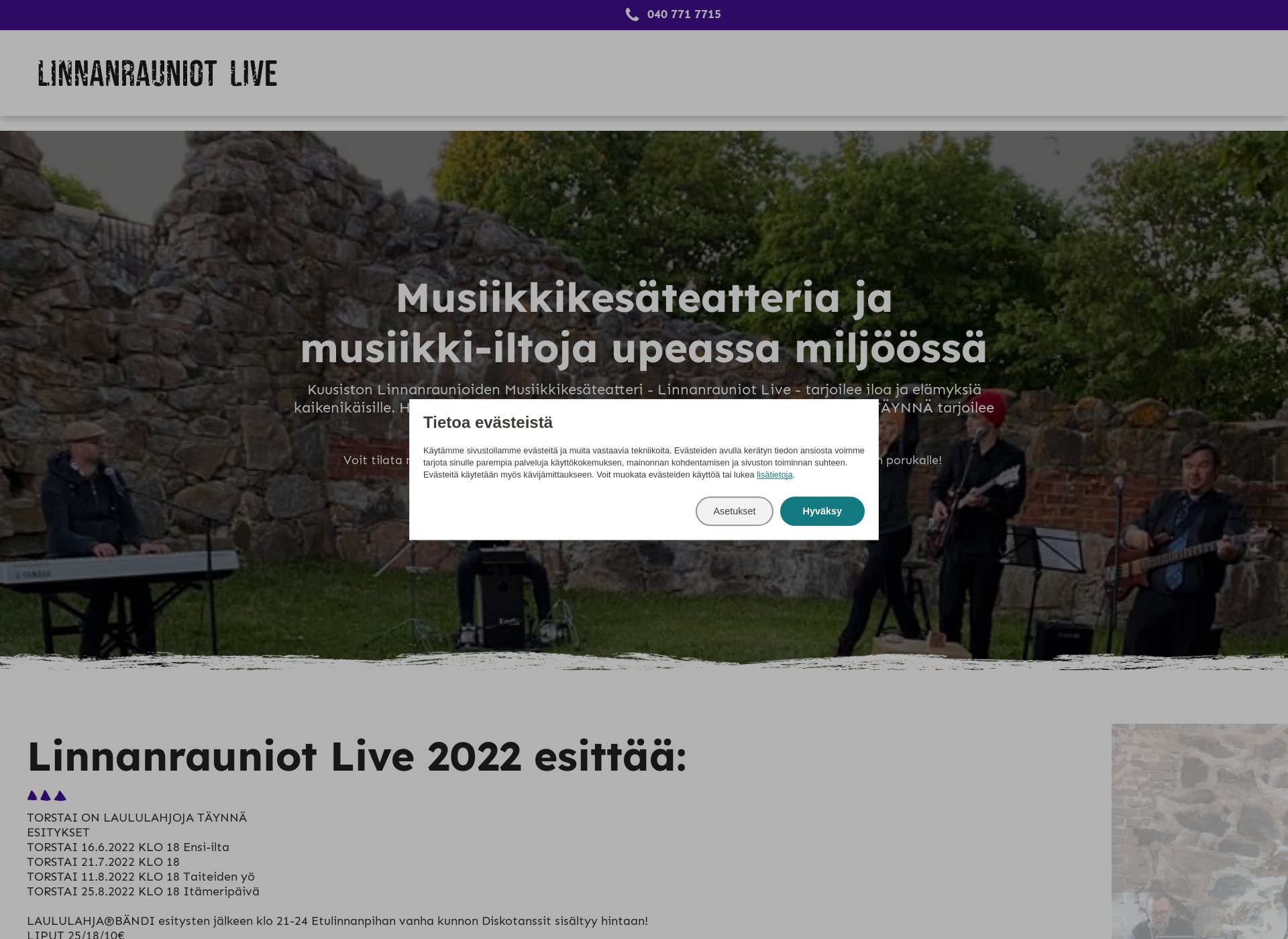 Screenshot for linnanrauniotlive.fi