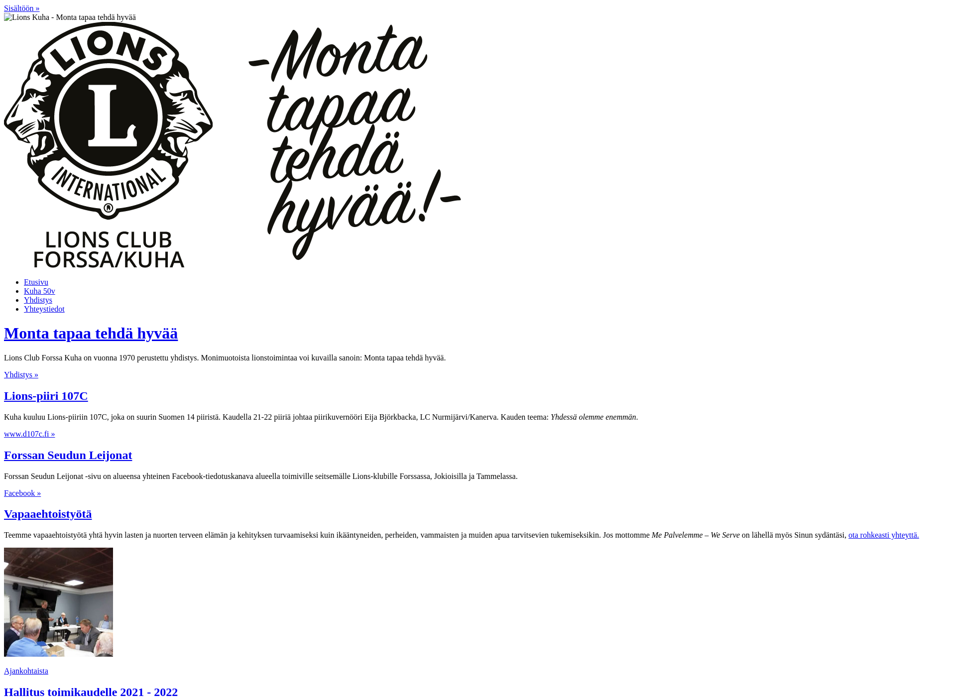 Skärmdump för lionskuha.fi