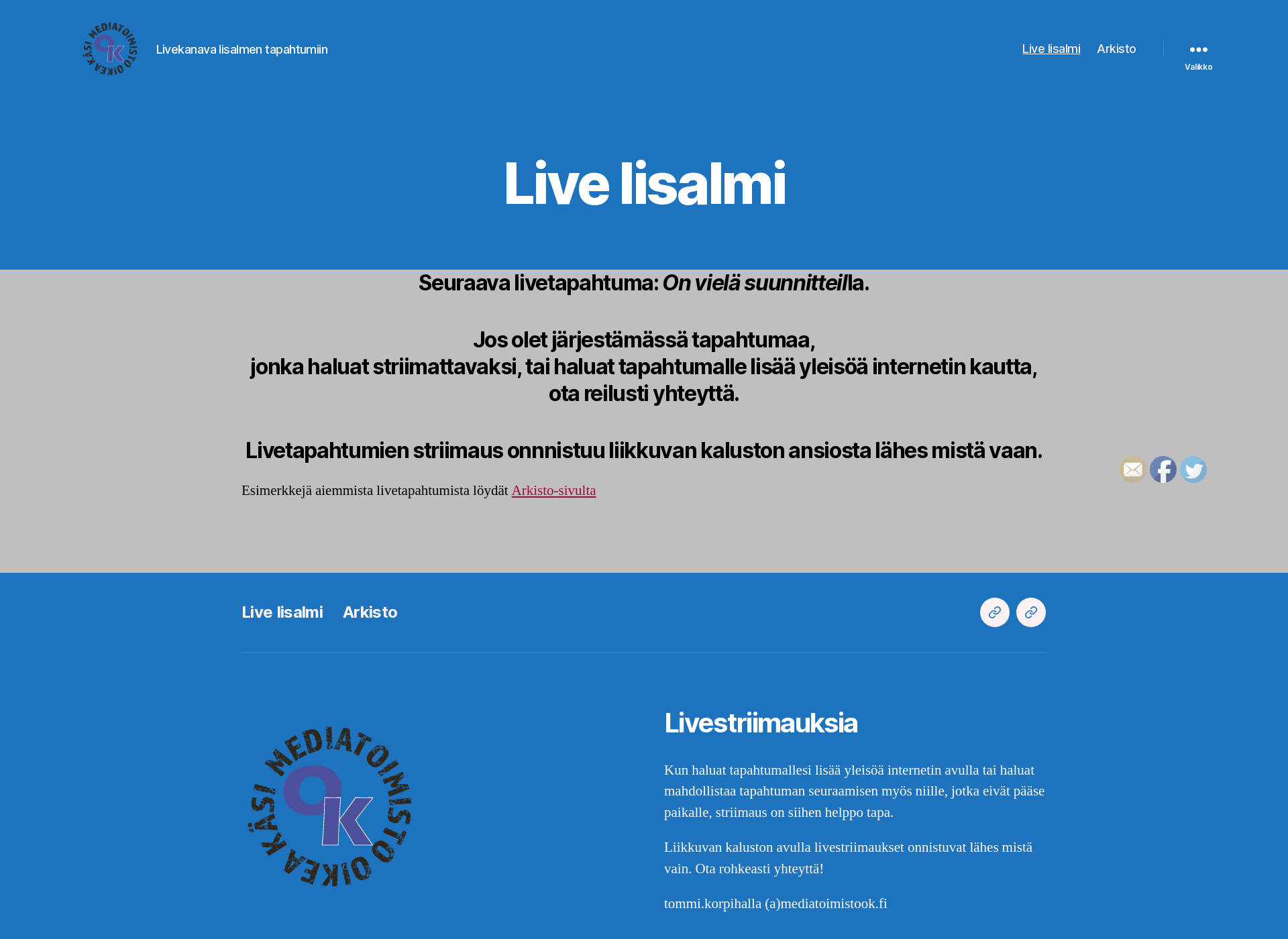 Skärmdump för liveiisalmi.fi