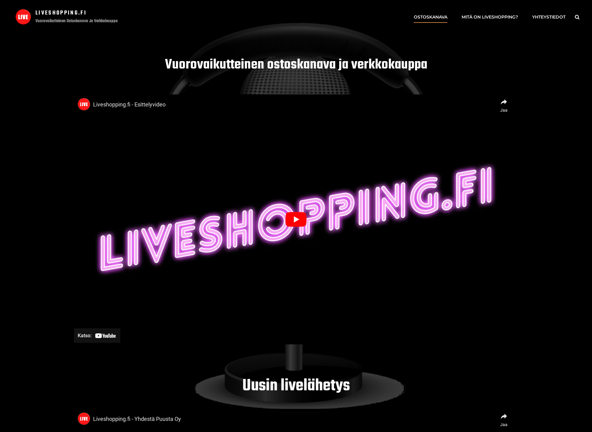 Skärmdump för liveshopping.fi