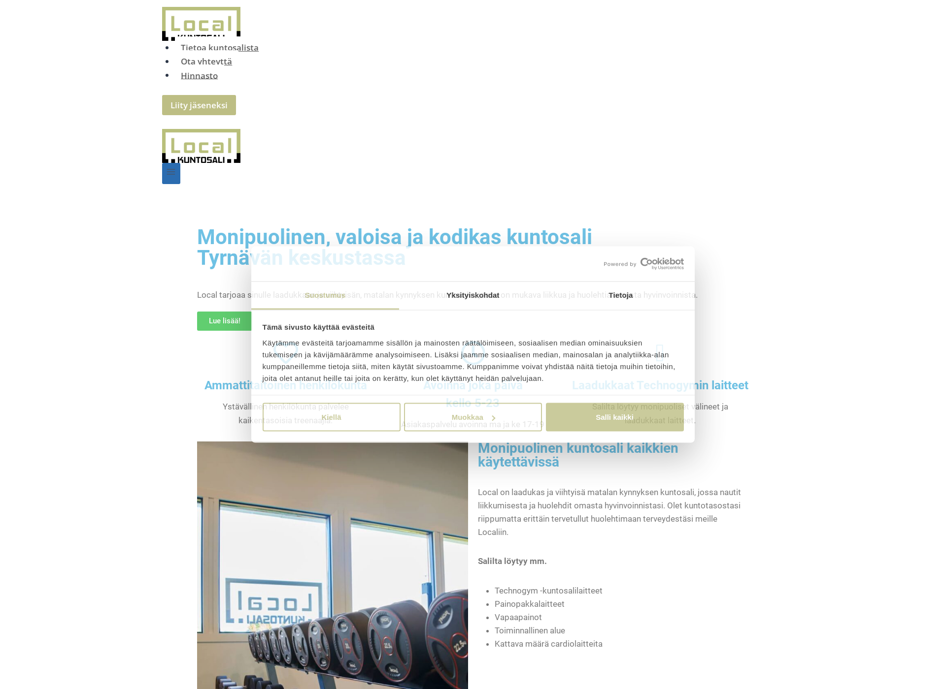 Skärmdump för localkuntosali.fi