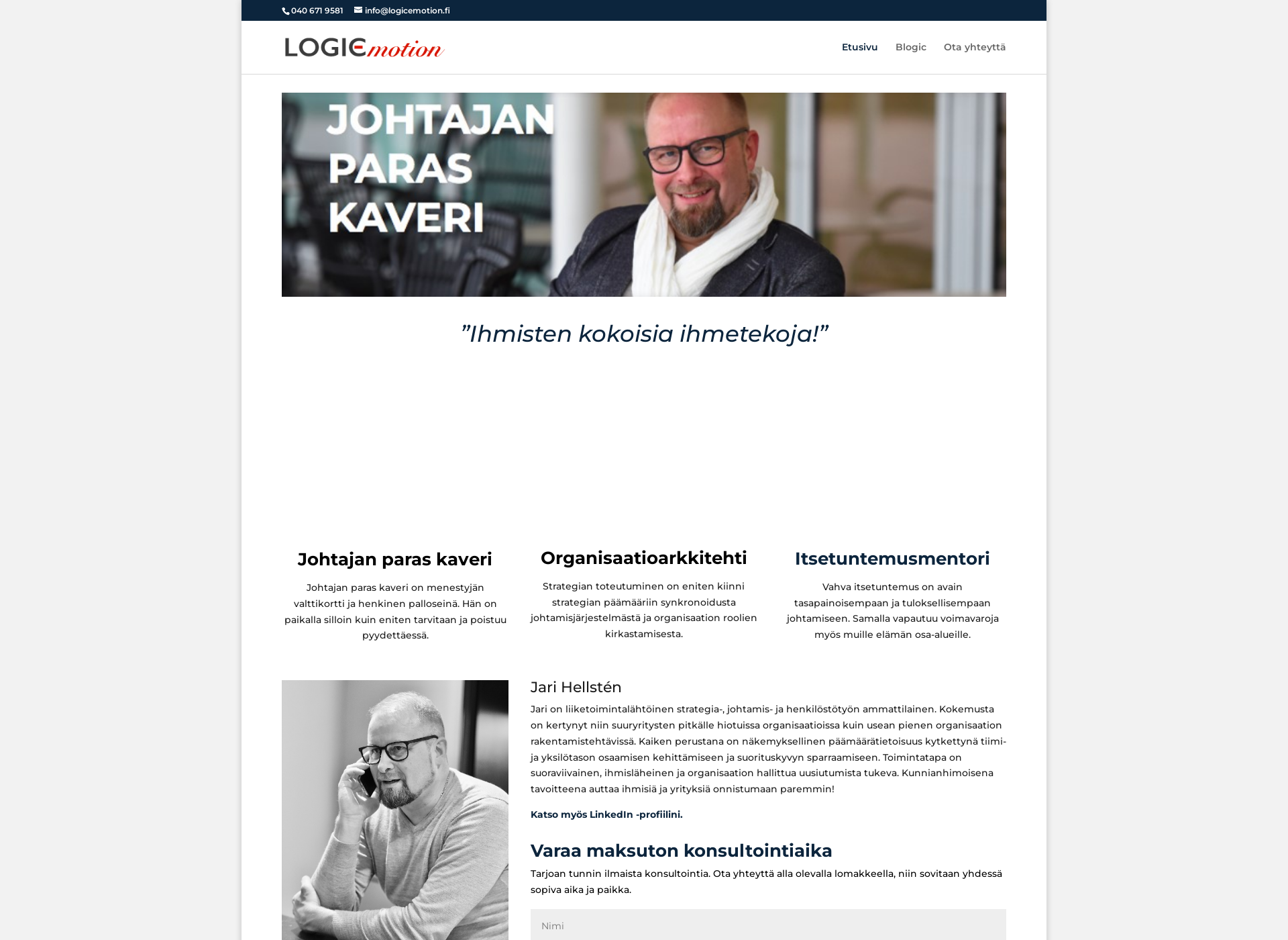 Skärmdump för logicemotion.fi