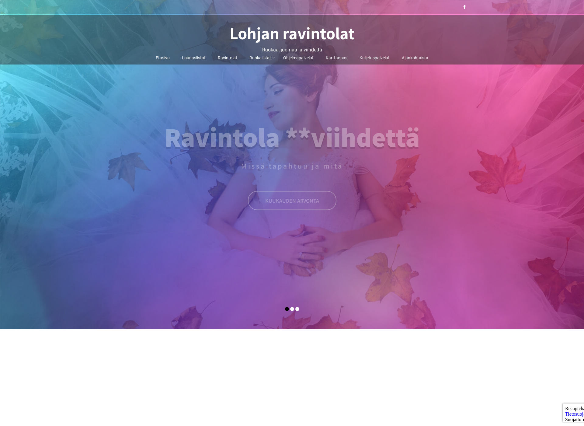 Skärmdump för lohjanravintolat.fi