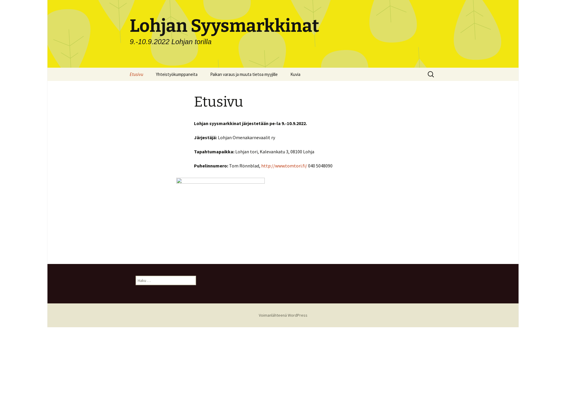 Skärmdump för lohjansyysmarkkinat.fi