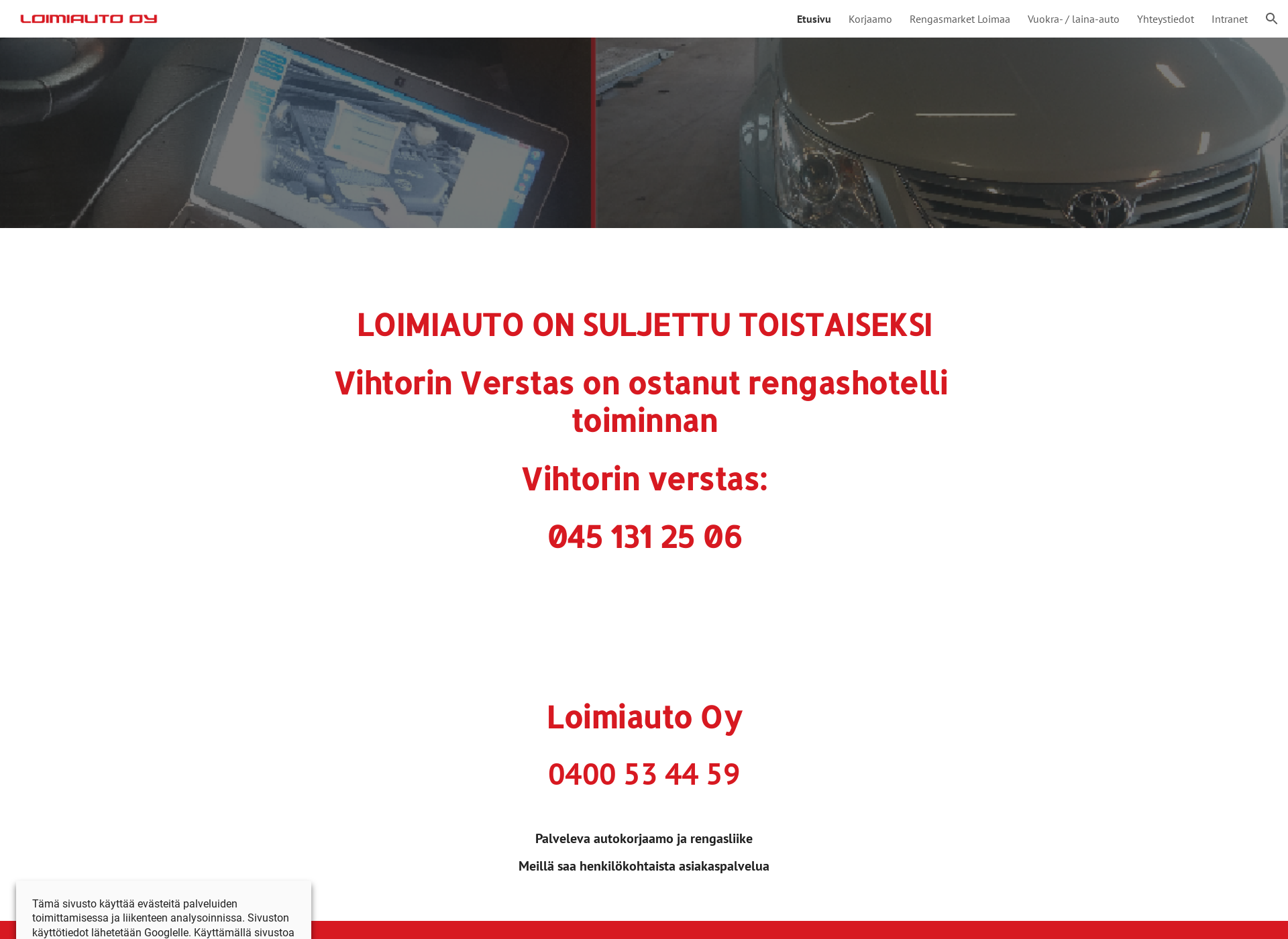 Skärmdump för loimiauto.fi