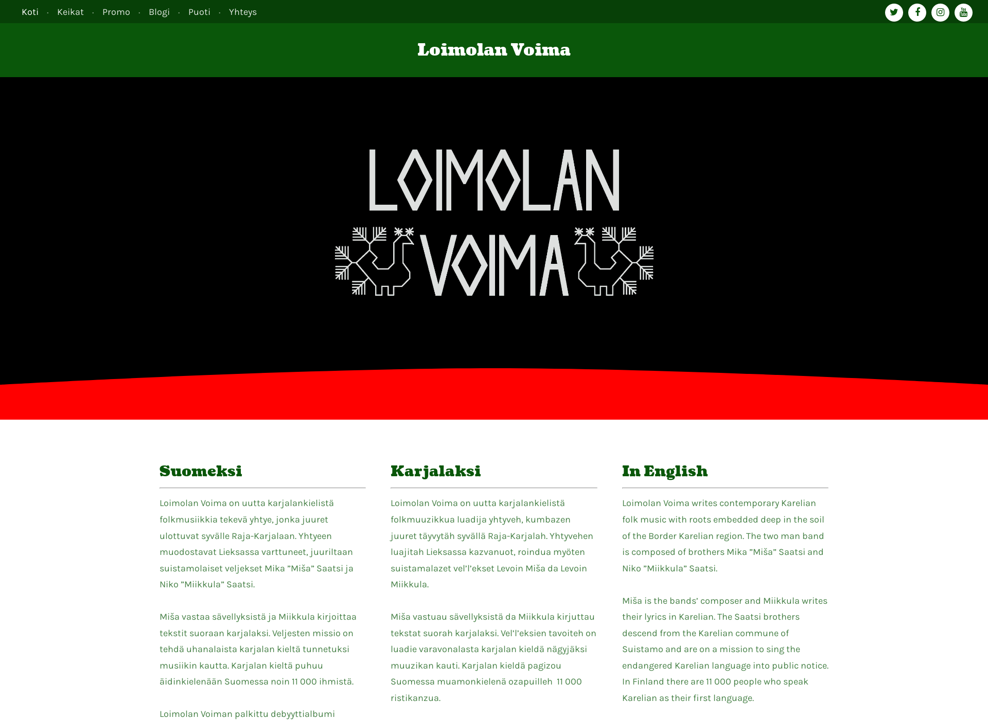 Skärmdump för loimolanvoima.fi