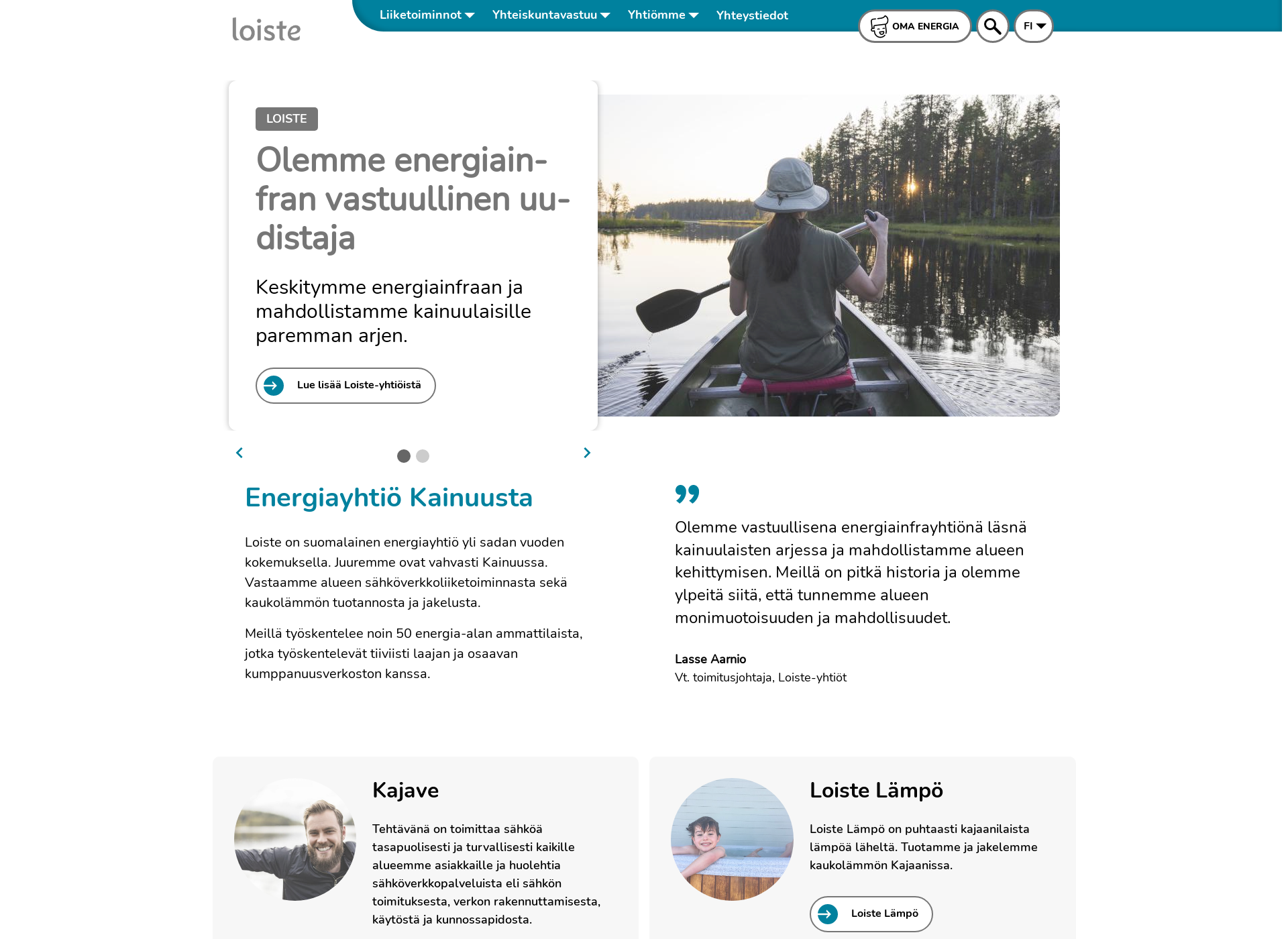 Skärmdump för loiste.fi