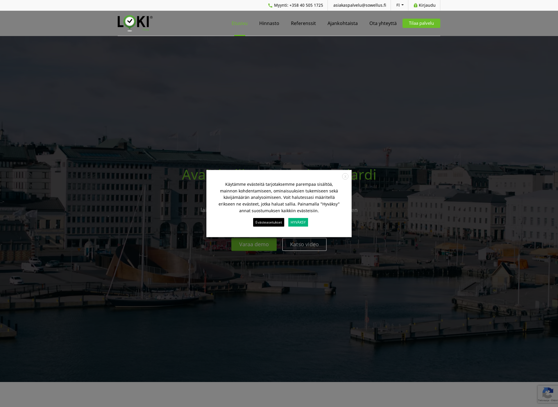 Skärmdump för lokitime.fi