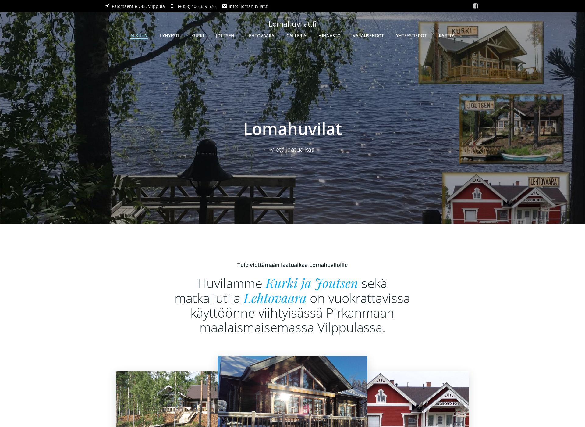 Skärmdump för lomahuvilat.fi