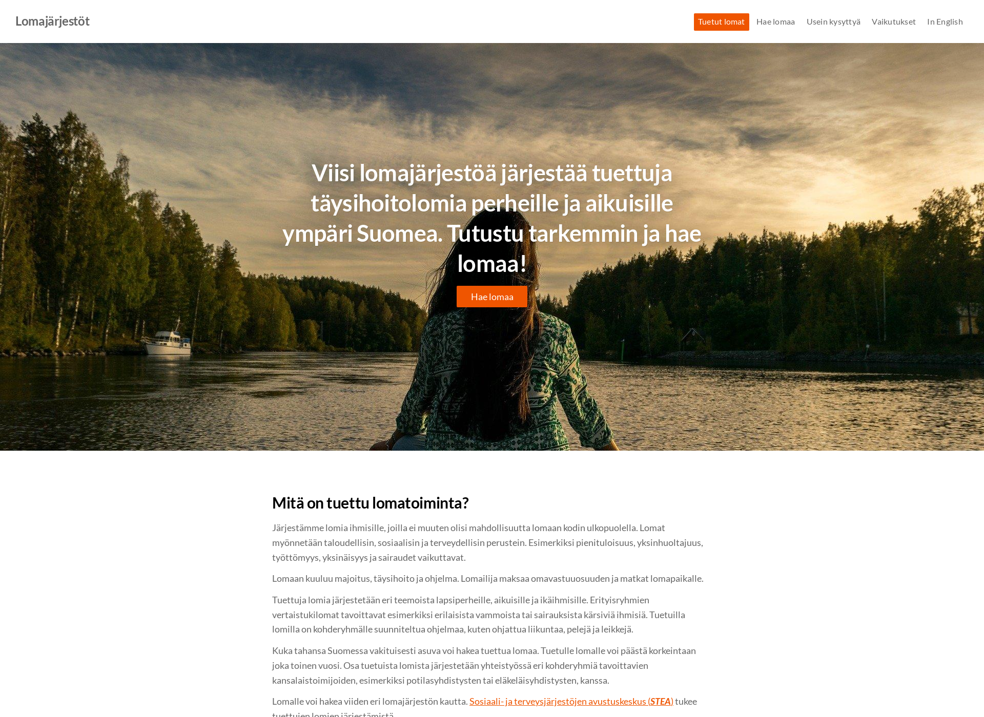 Skärmdump för lomajärjestöt.fi