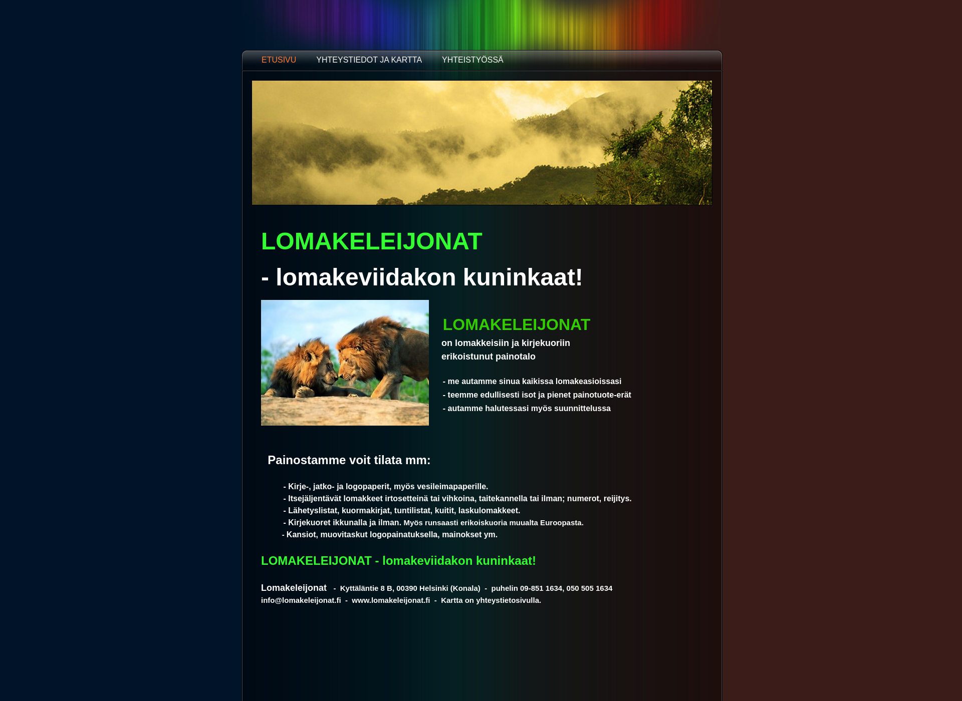 Skärmdump för lomakeleijonat.fi