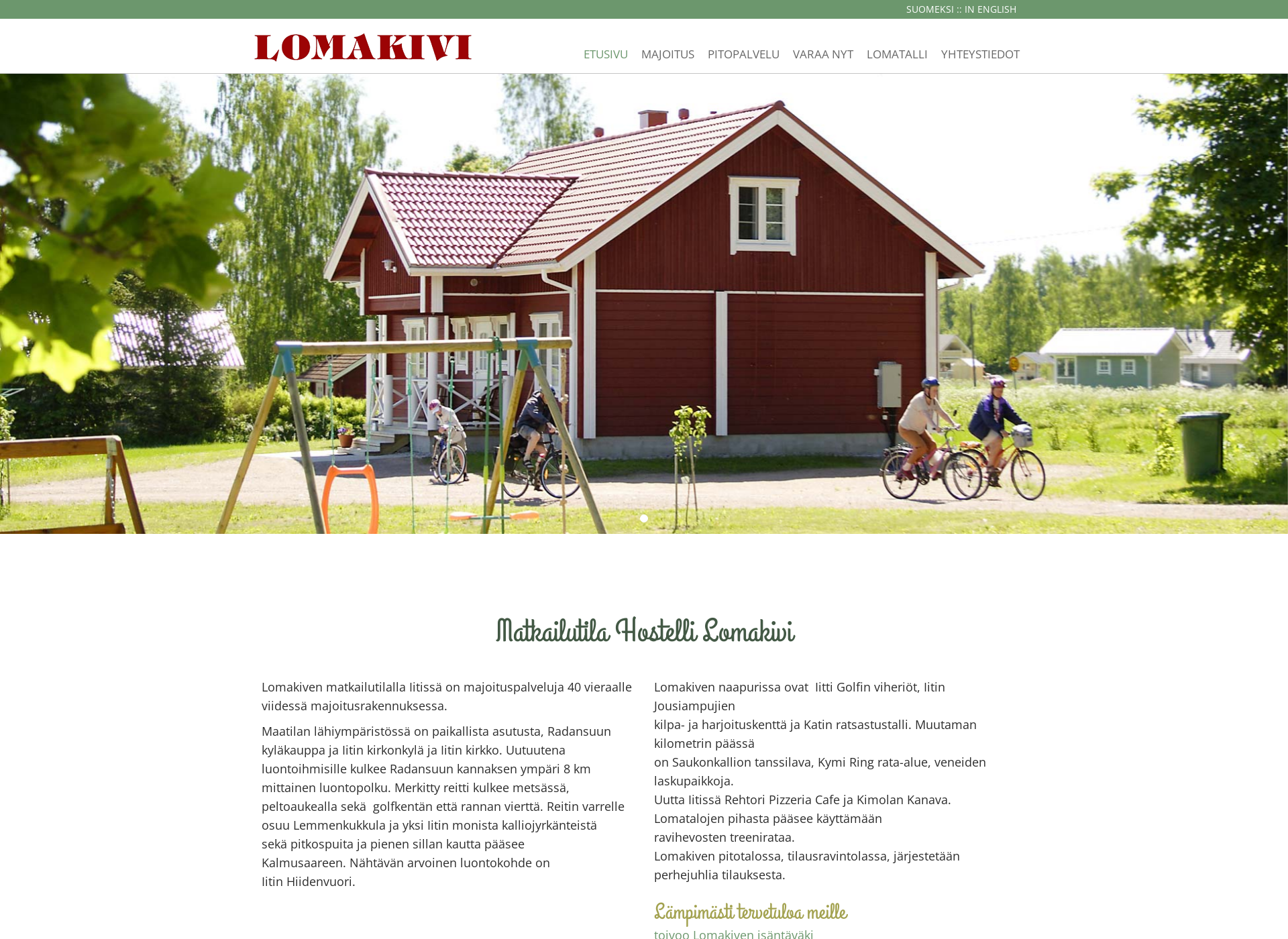 Skärmdump för lomakivi.fi