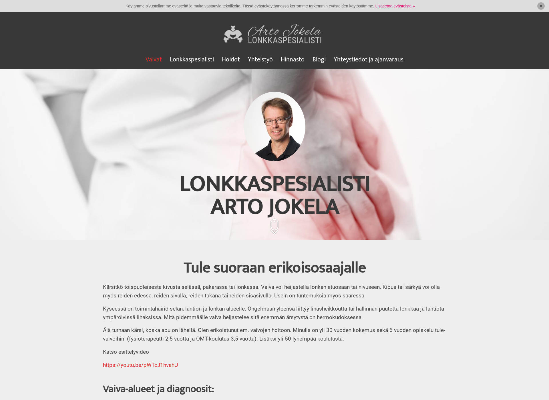 Skärmdump för lonkkavaiva.fi