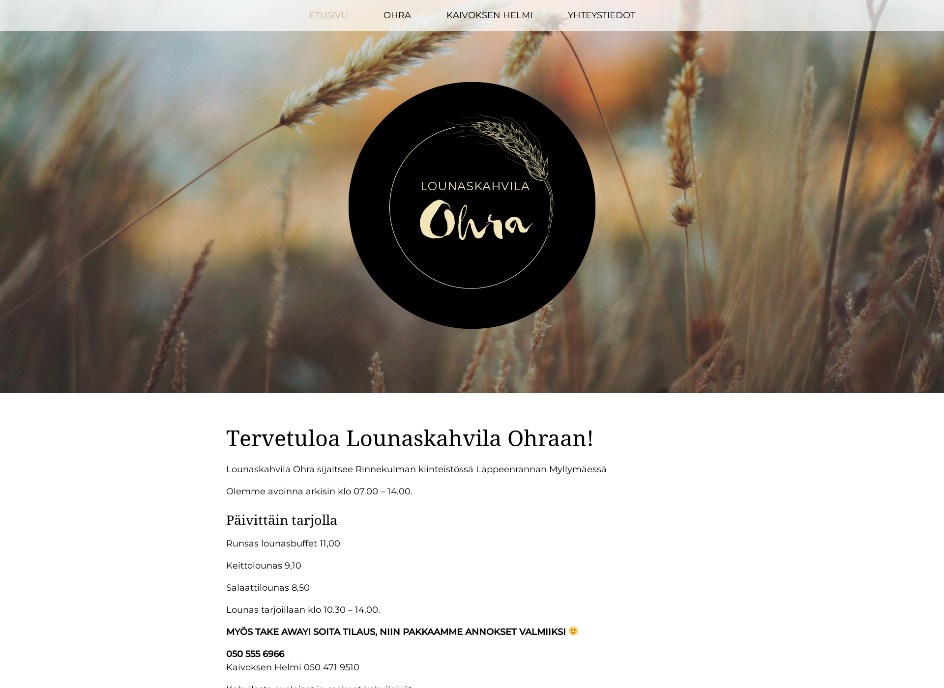 Screenshot for lounaskahvilaohra.fi