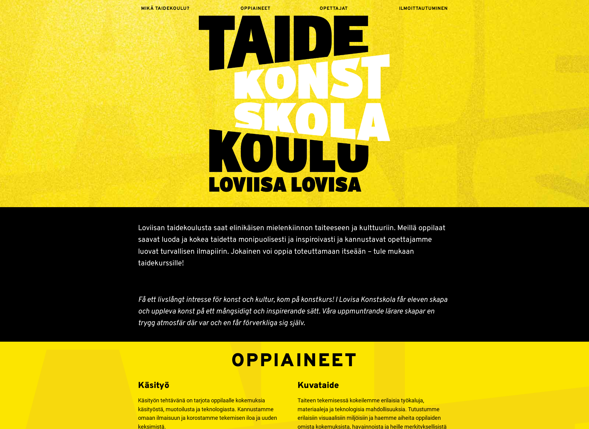 Skärmdump för lovisakonstskola.fi