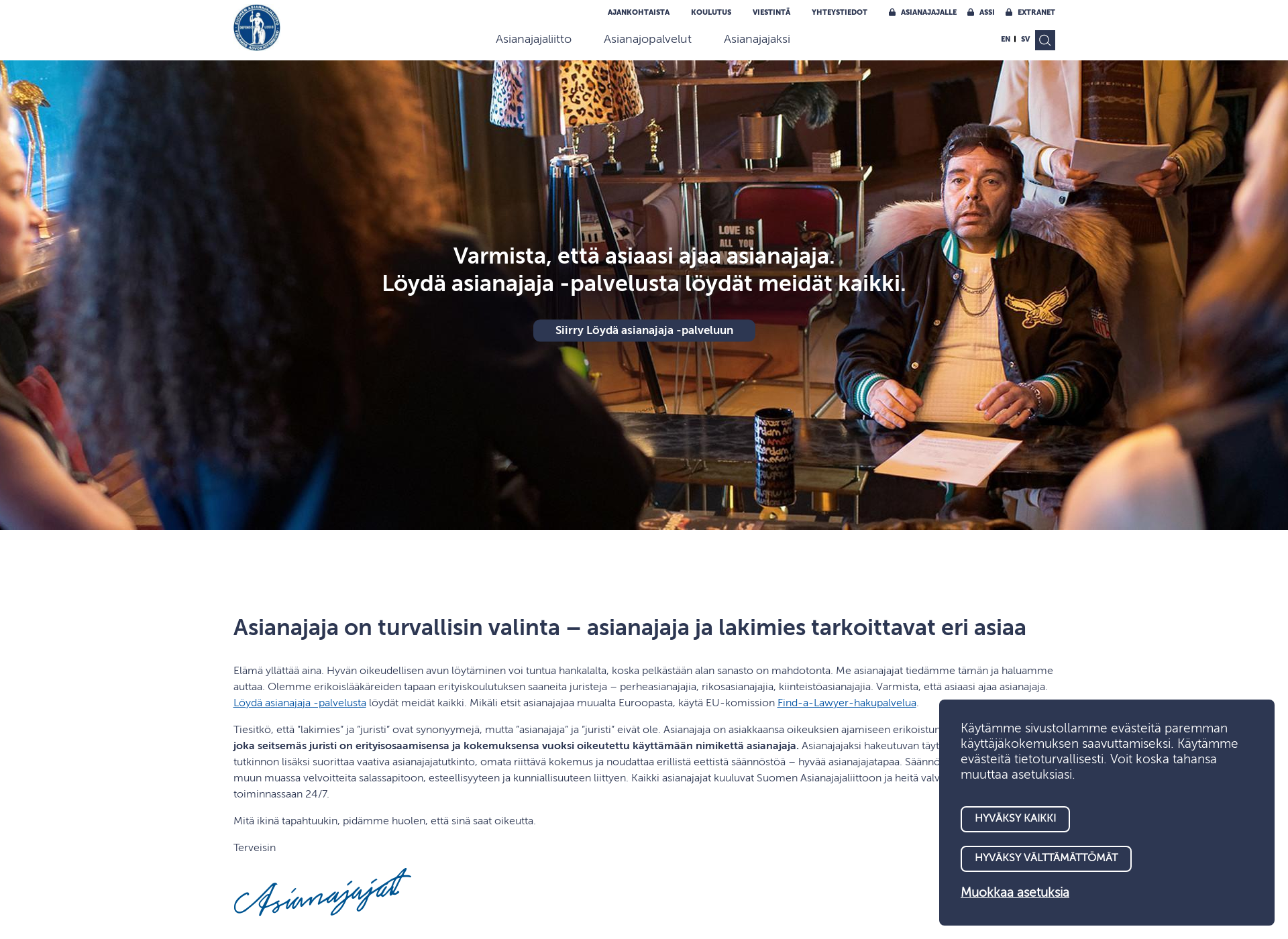 Skärmdump för loydaasianajaja.fi