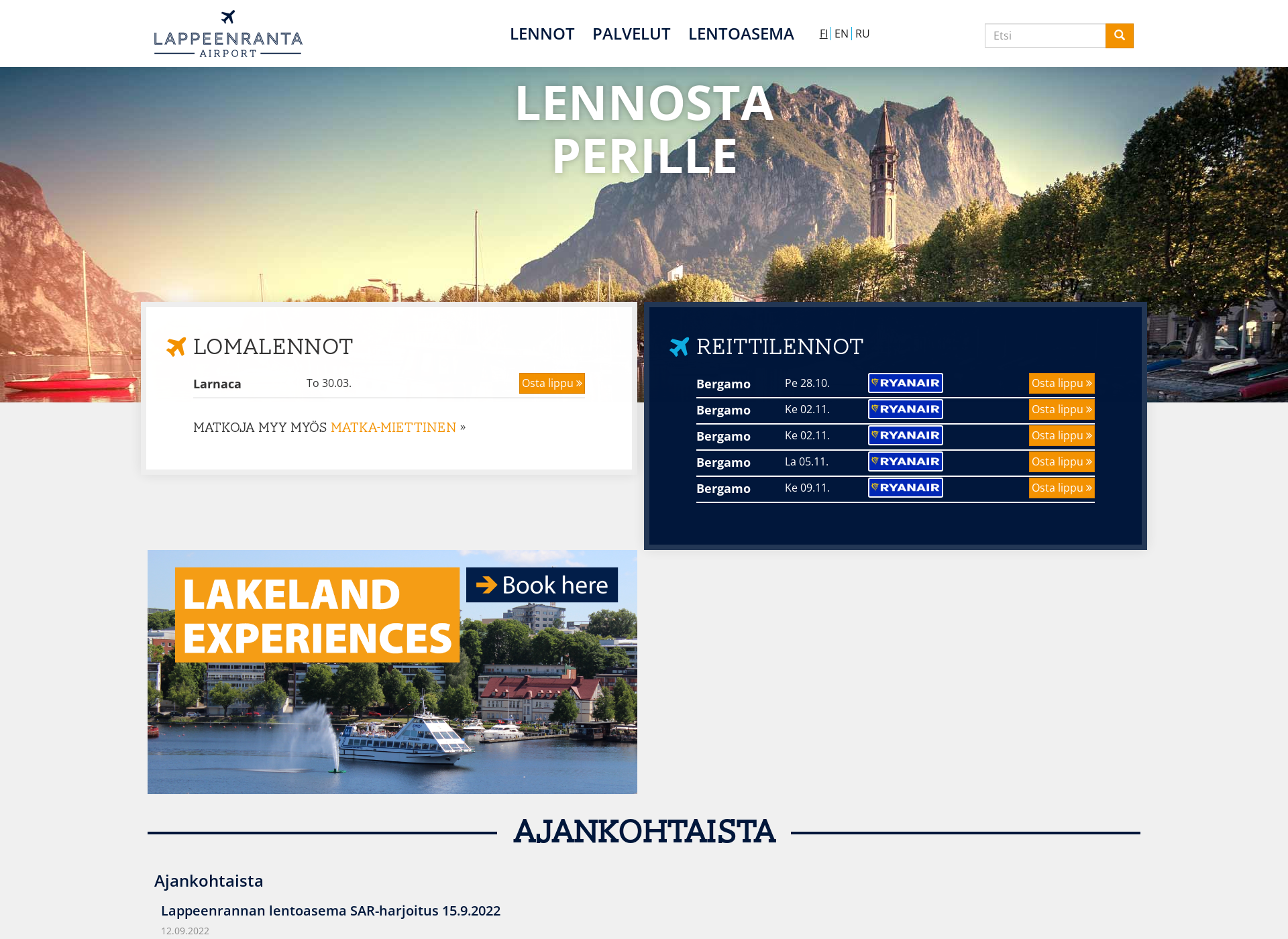 Screenshot for lppairport.fi
