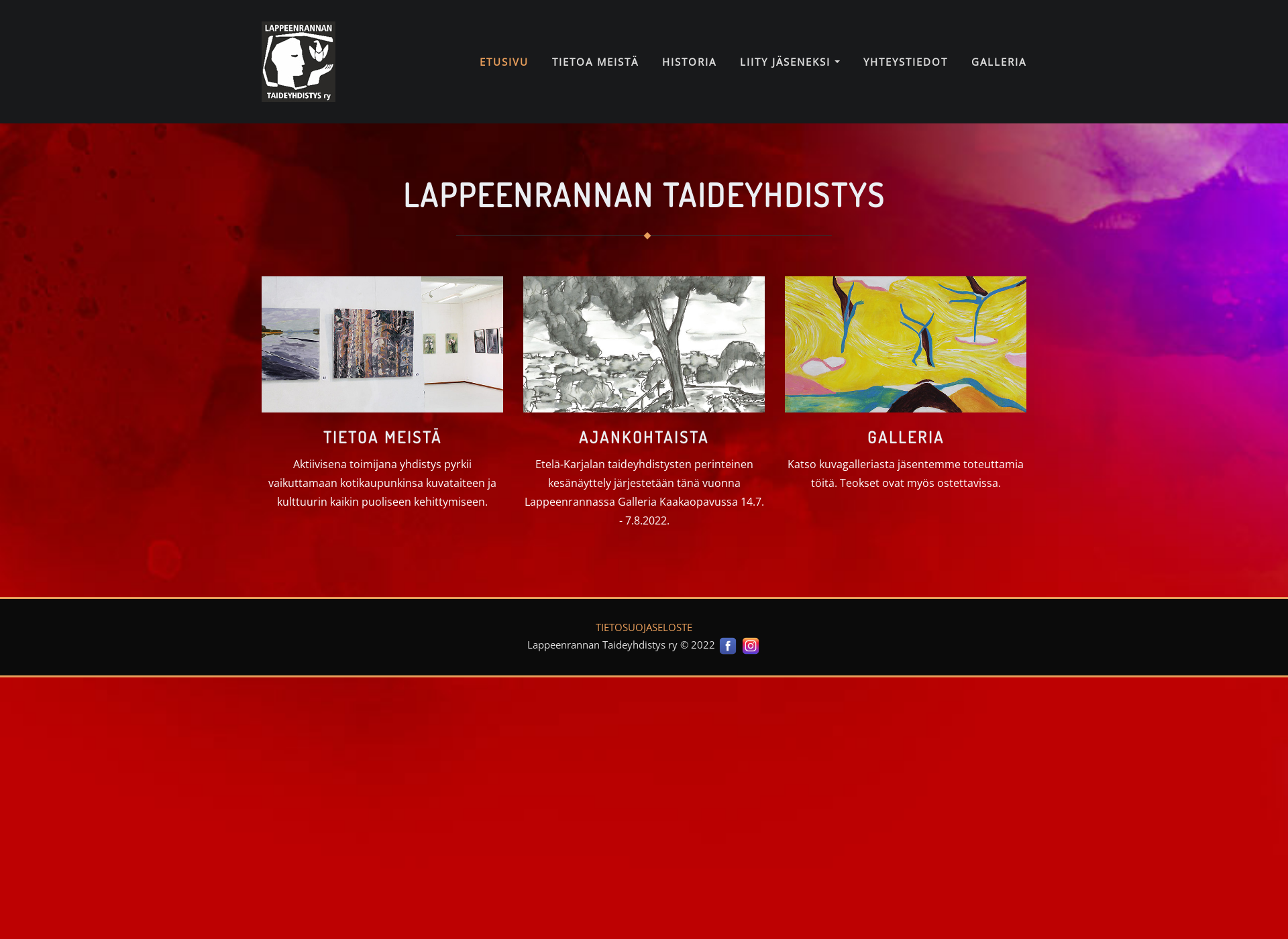 Skärmdump för lprtaideyhdistys.fi
