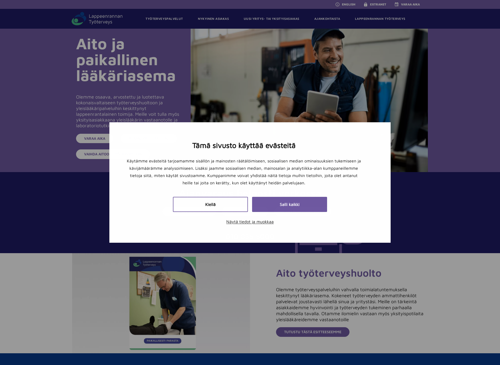 Skärmdump för lprtyoterveys.fi