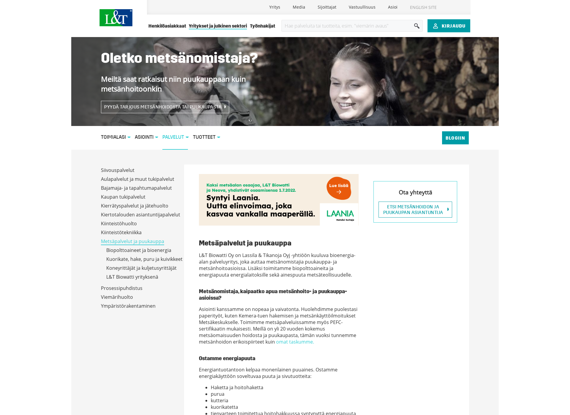 Skärmdump för lt-biowatti.fi