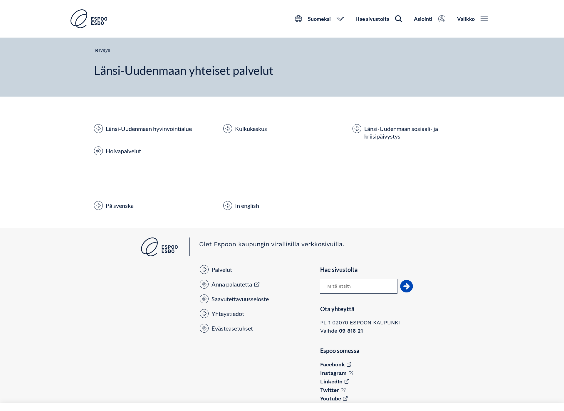 Skärmdump för lu-palvelut.fi