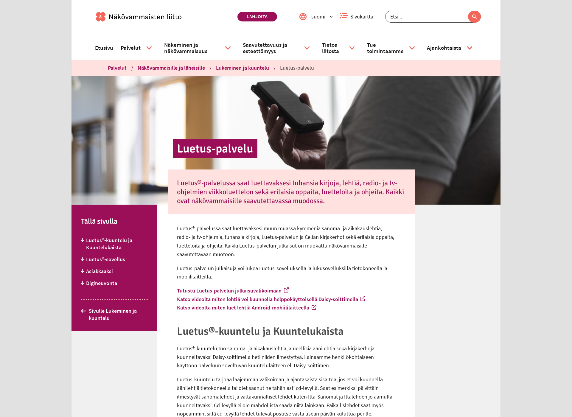 Screenshot for luetus.fi