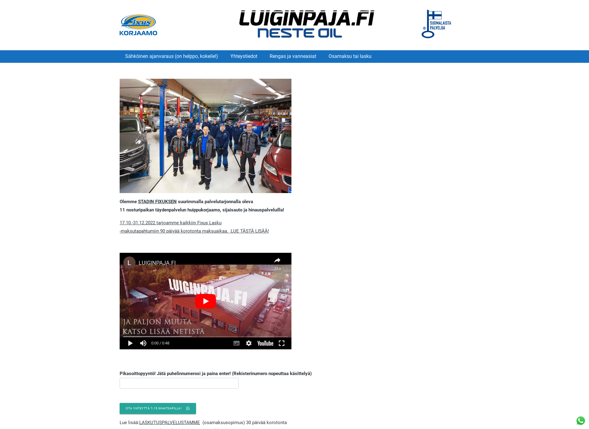 Skärmdump för luiginpaja.fi