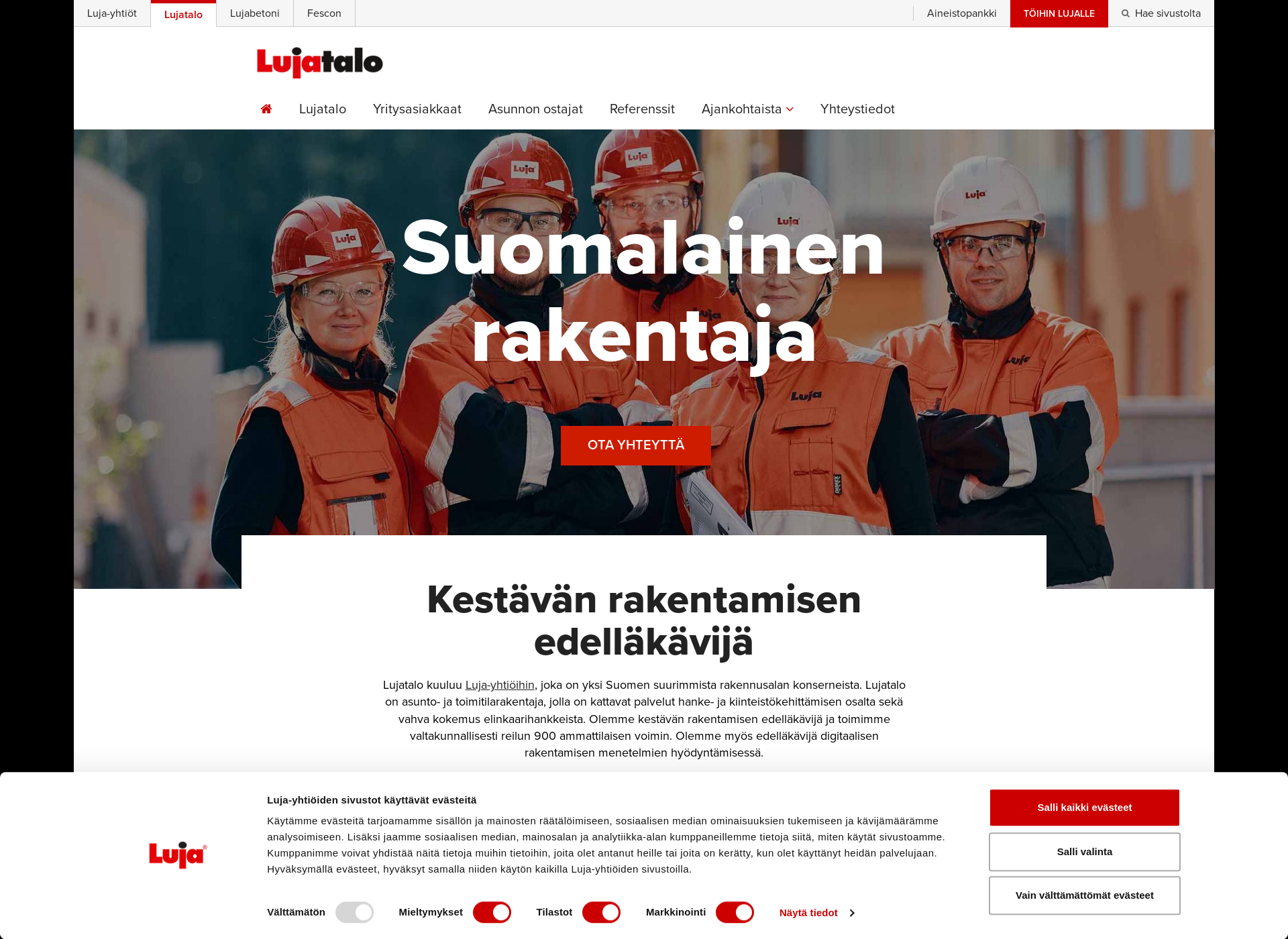 Skärmdump för lujatalo.fi