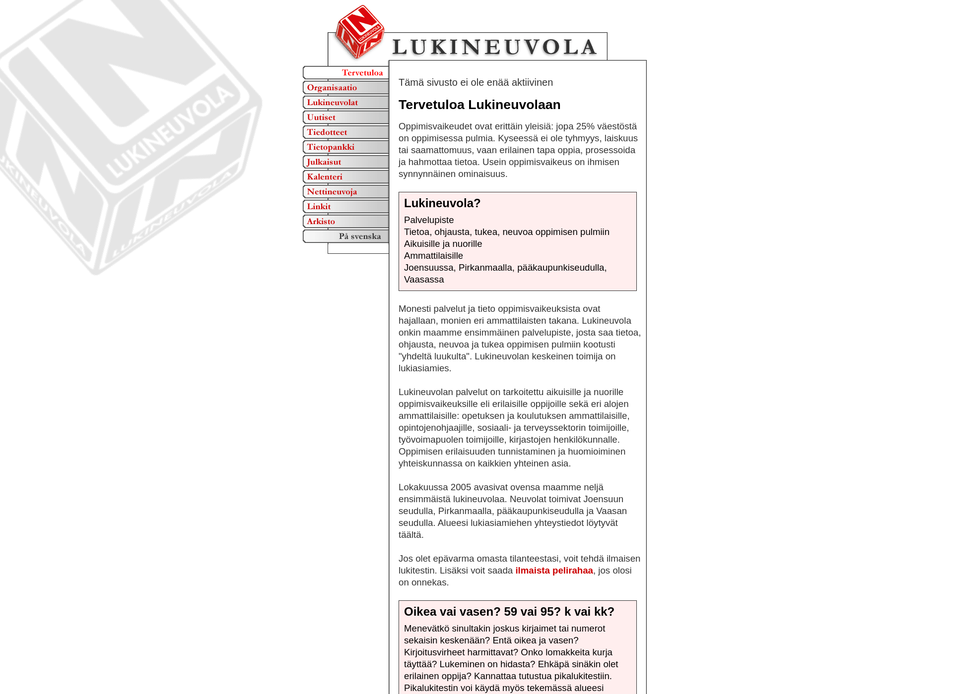 Screenshot for lukineuvola.fi