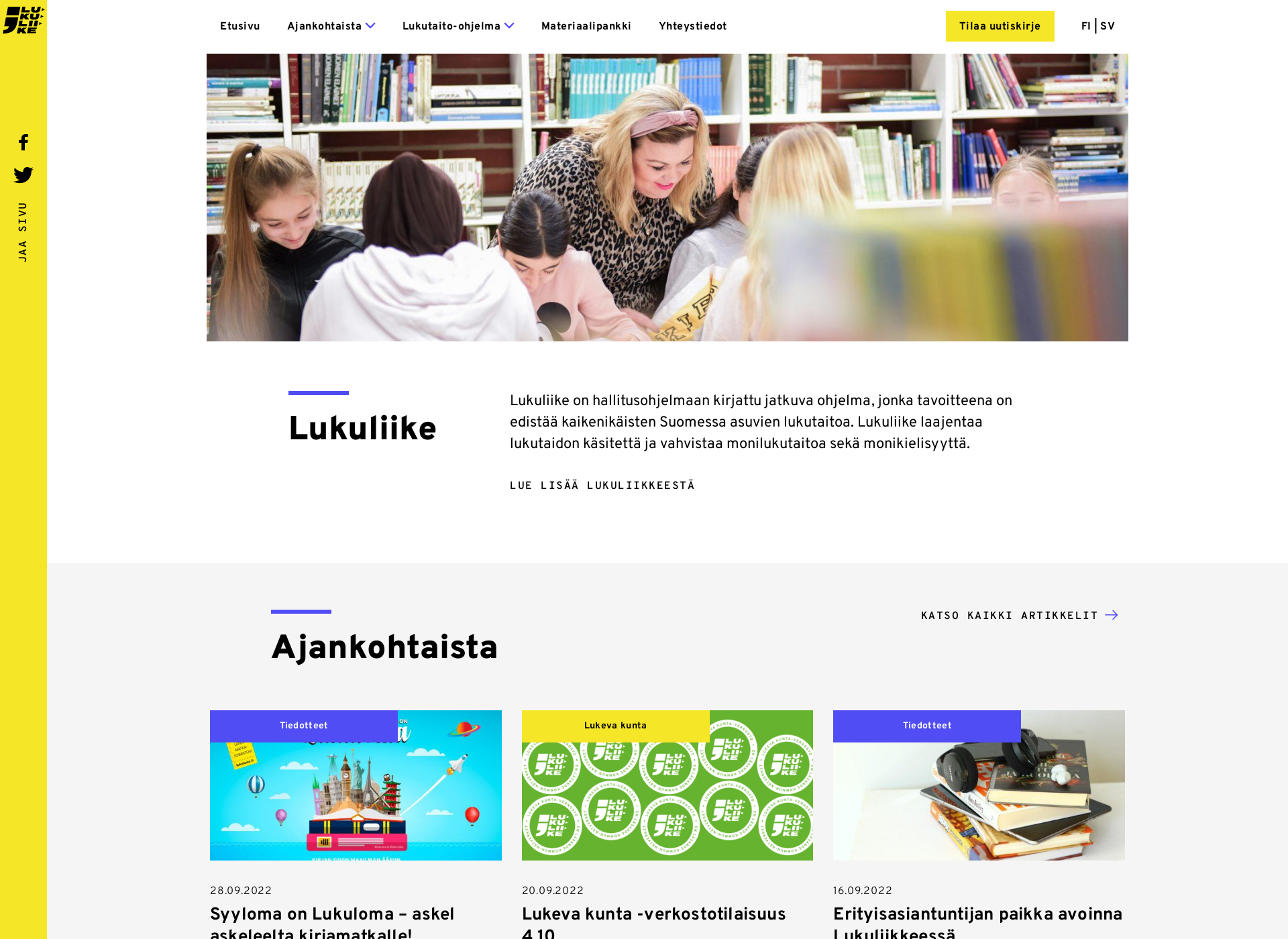 Skärmdump för lukuliike.fi