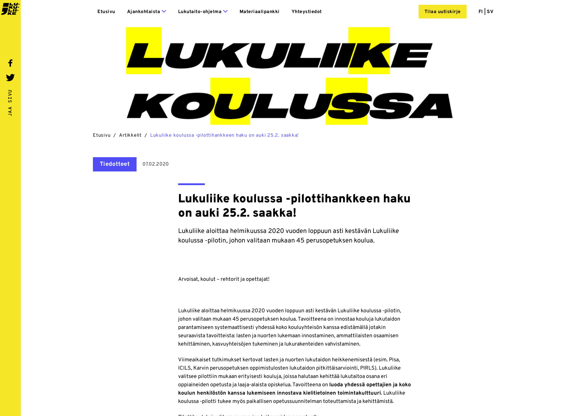 Skärmdump för lukuliikekoulussa.fi